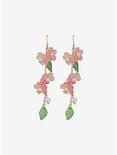 Thorn & Fable Pink Flower Drop Earrings, , alternate