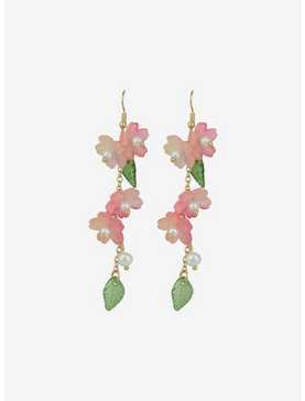 Thorn & Fable Pink Flower Drop Earrings, , hi-res