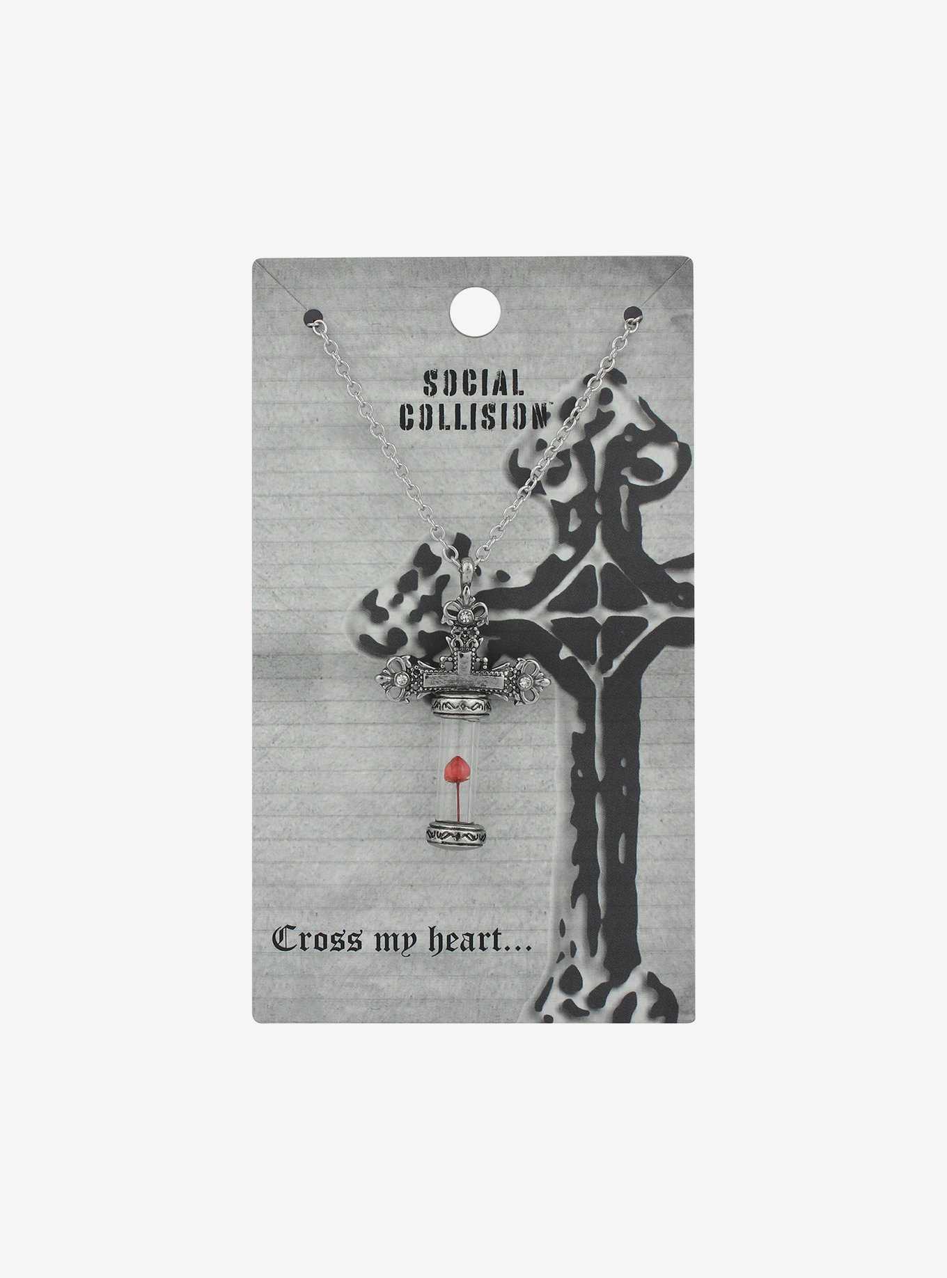 Social Collision® Rose Cross Pendant Necklace, , hi-res