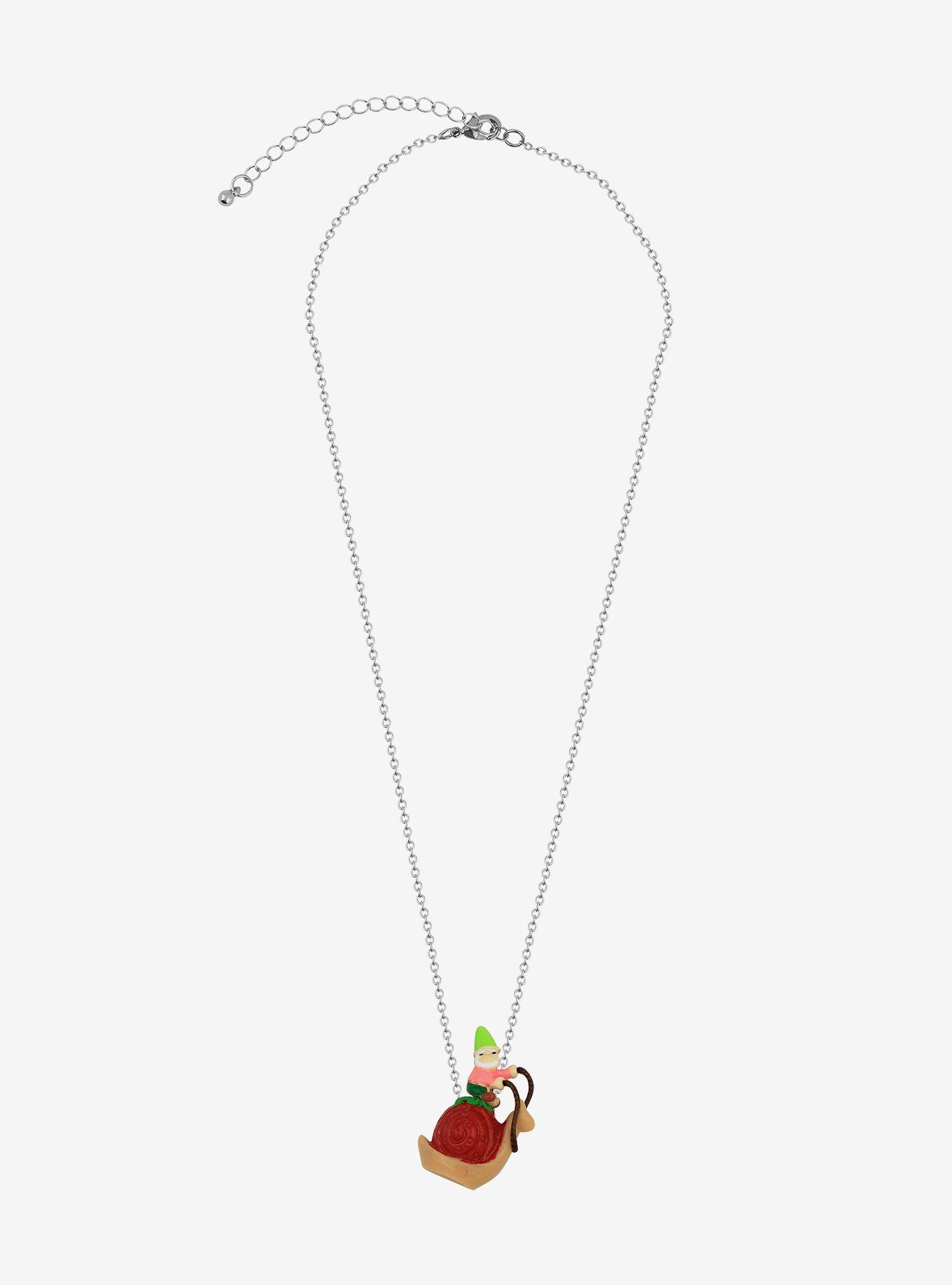 Thorn & Fable Gnome Riding Snail Pendant Necklace, , alternate