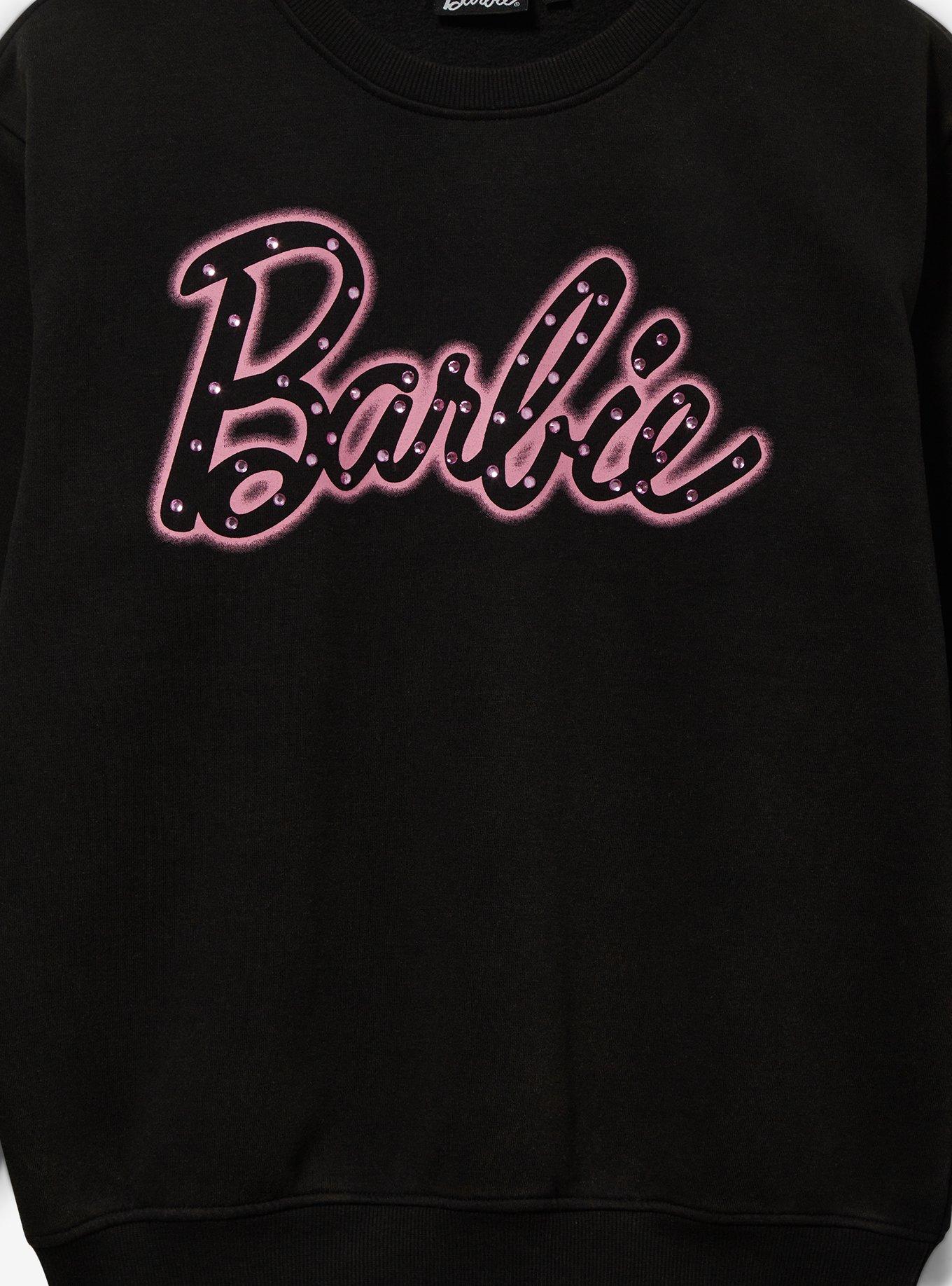 Barbie Rhinestone Logo Women's Crewneck - BoxLunch Exclusive, BLACK, alternate