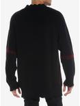 Black Distressed Red Stitch Sweater, , alternate