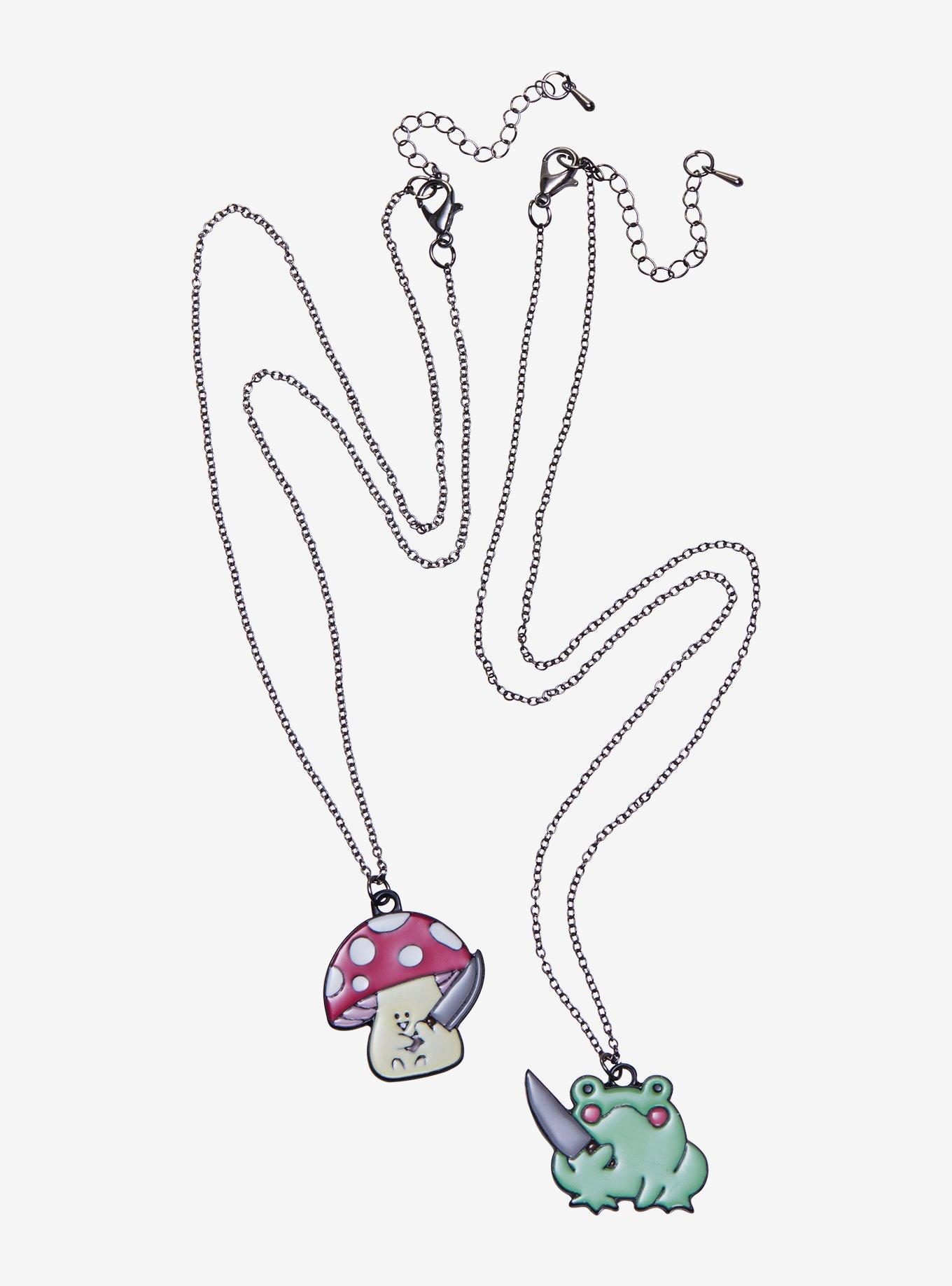 Frog & Axolotl Knife Best Friend Necklace Set, , alternate