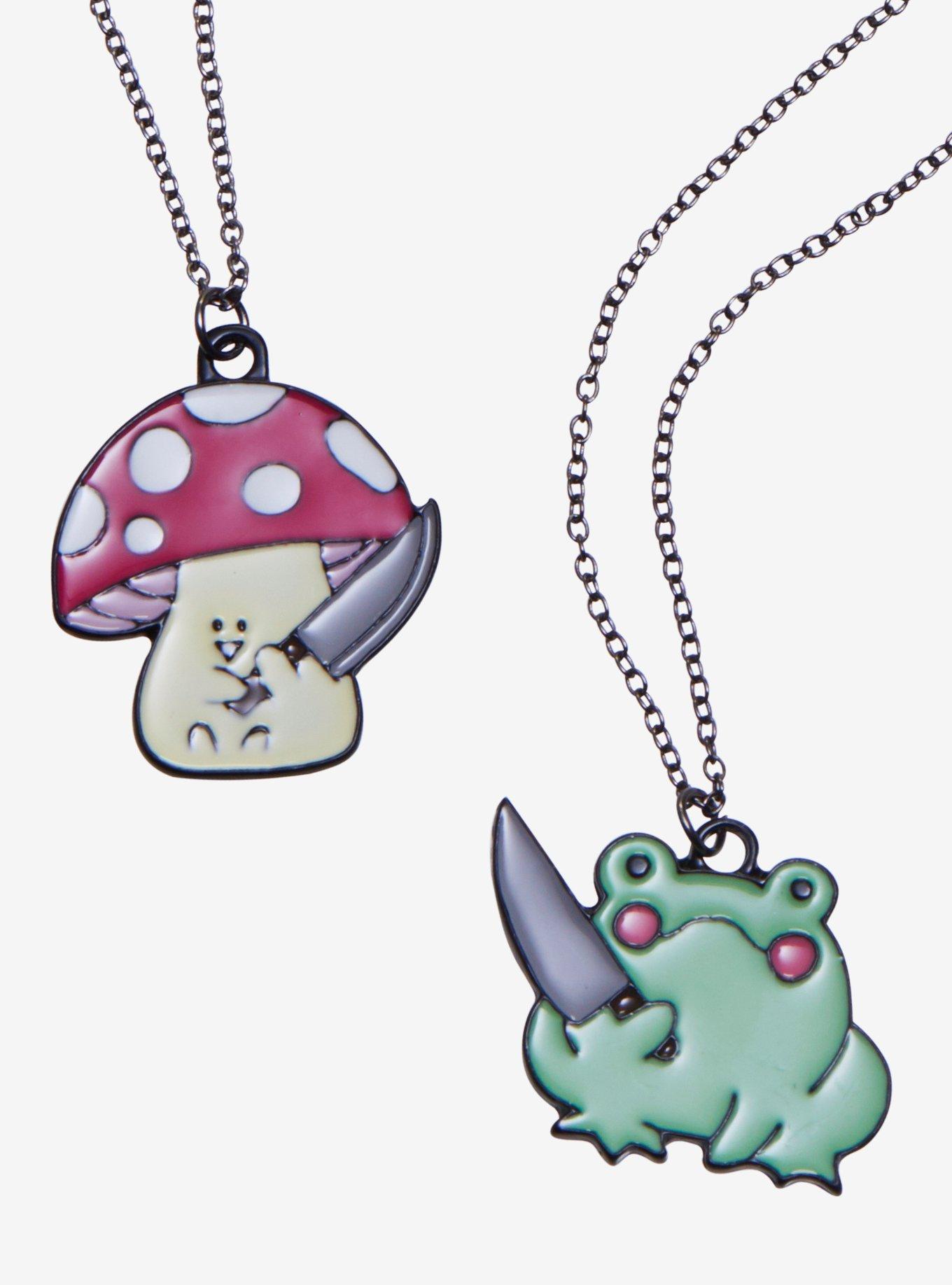 Frog & Axolotl Knife Best Friend Necklace Set, , alternate