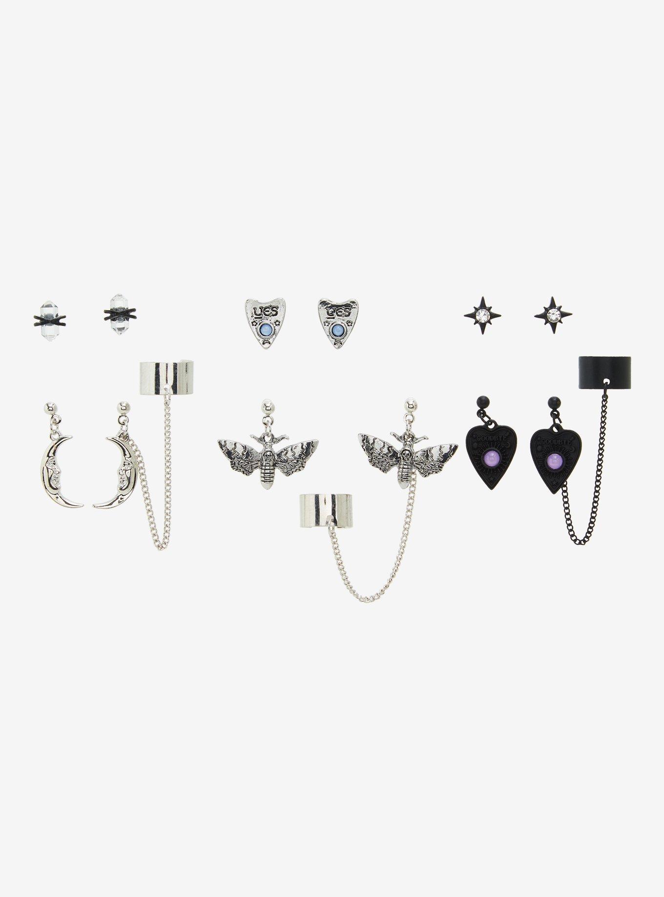 Cosmic Aura Planchette Moth Cuff Earring Set, , alternate