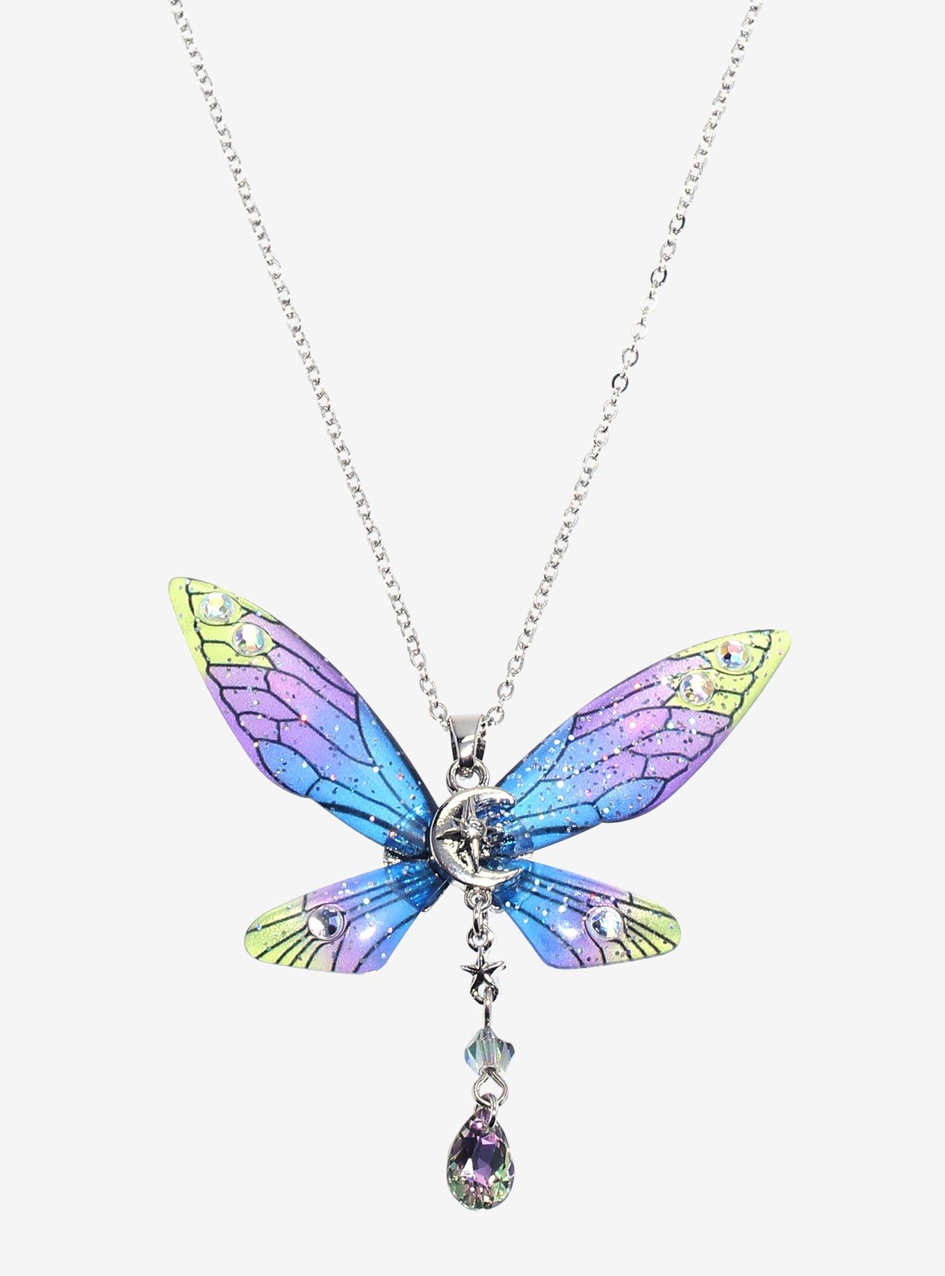 Thorn & Fable Ombre Butterfly Wing Drop Necklace, , alternate