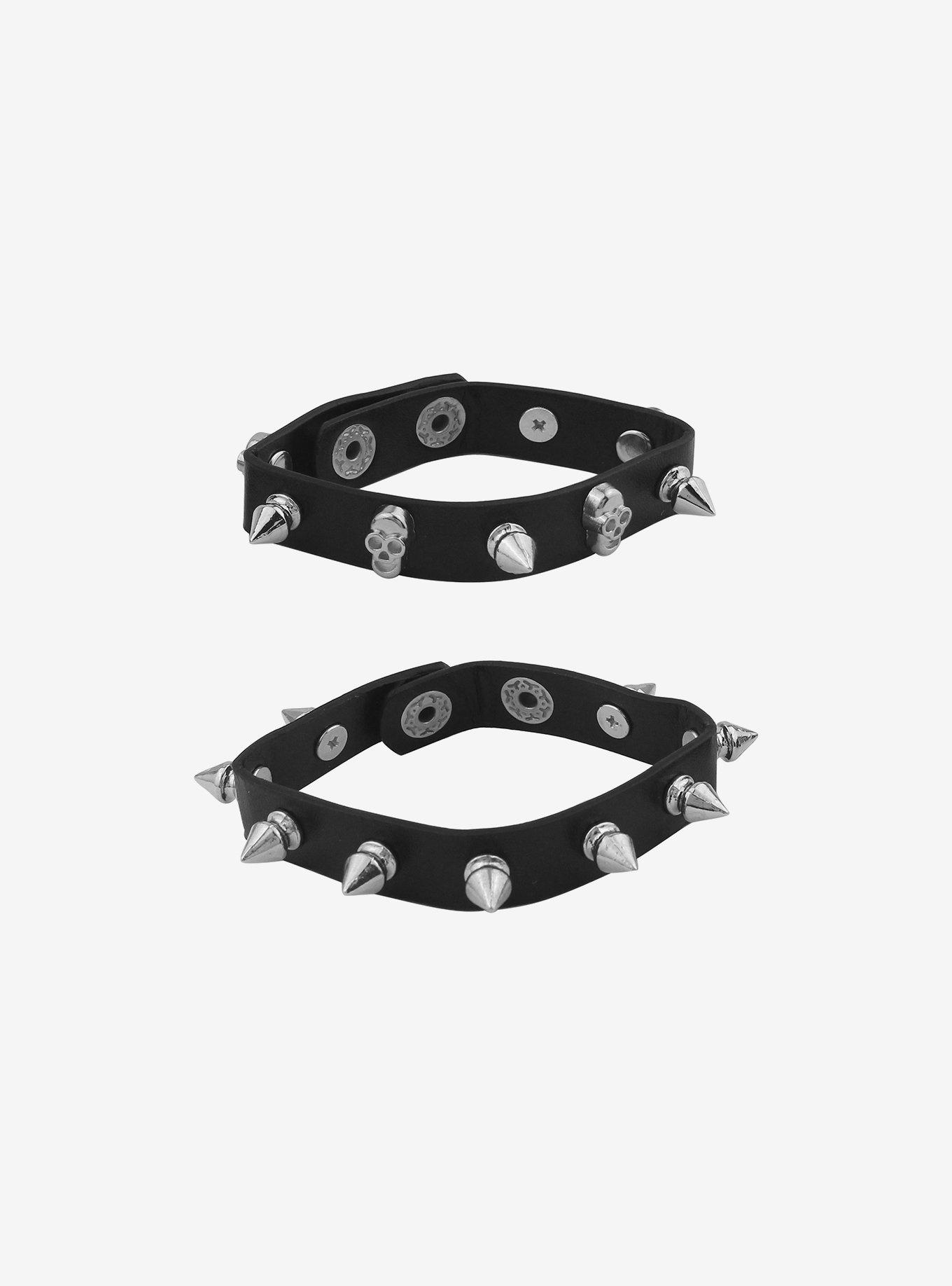 Social Collision® Spike Skull Bracelet Set, , alternate