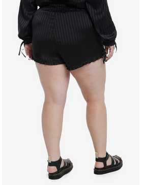 Goth Black Pinstripe Girls Lounge Shorts Plus Size, , hi-res