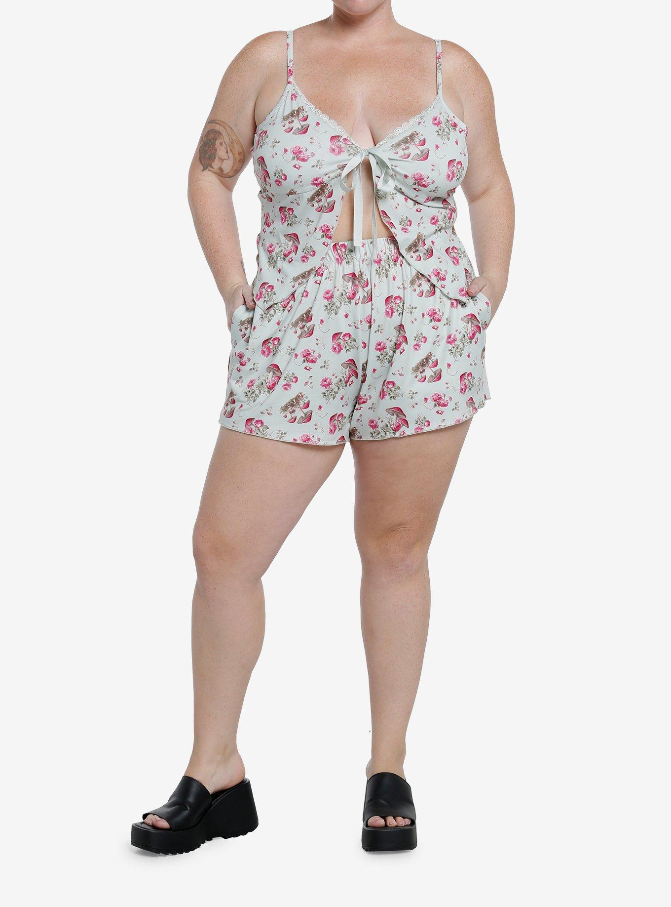 Thorn & Fable Floral Mushroom Cami & Shorts Lounge Set Plus Size, MULTI, alternate