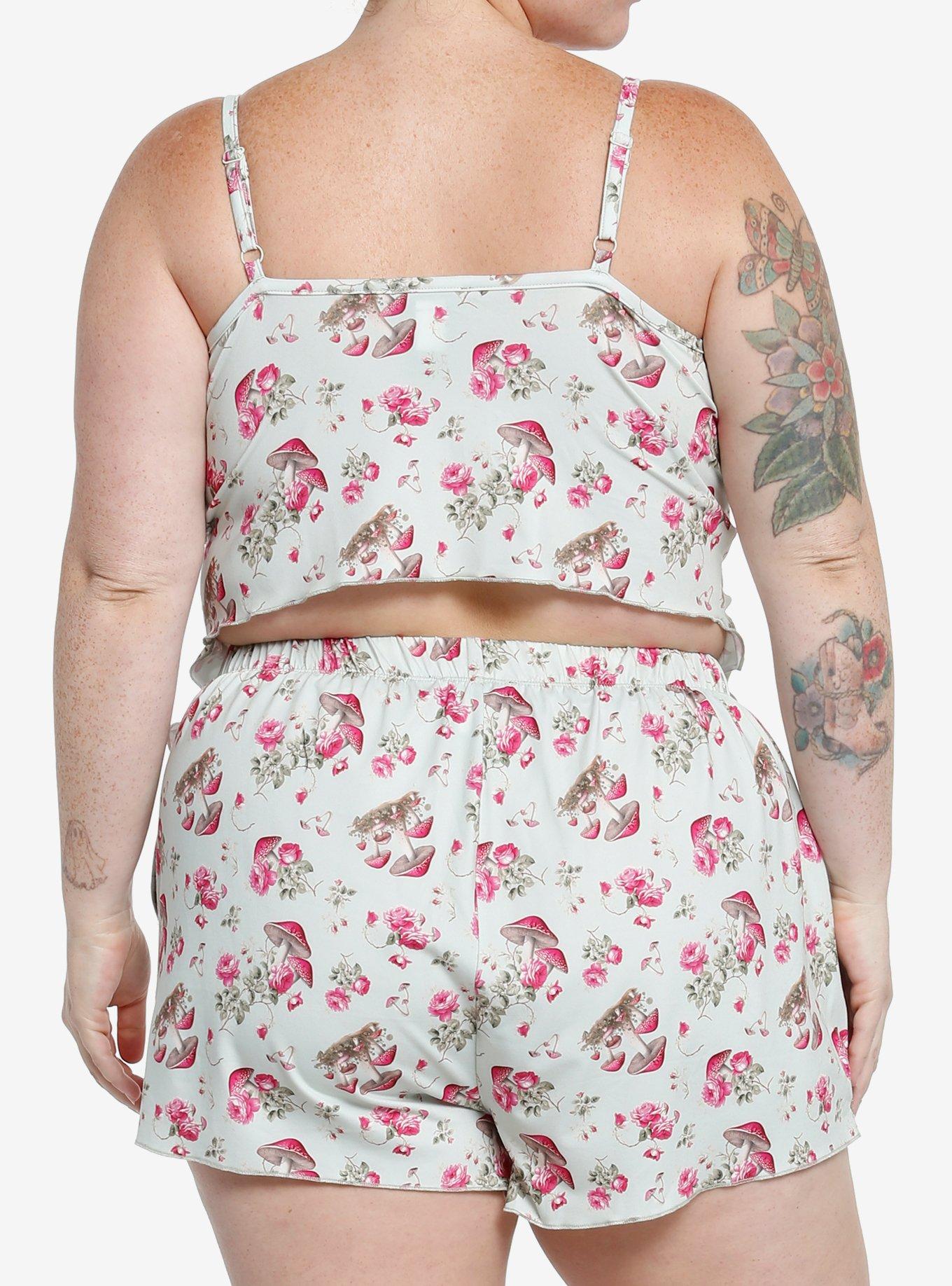 Thorn & Fable Floral Mushroom Cami & Shorts Lounge Set Plus Size, MULTI, alternate