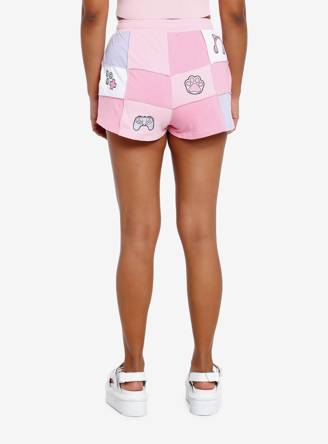 Pink Gamer Patch Girls Lounge Shorts