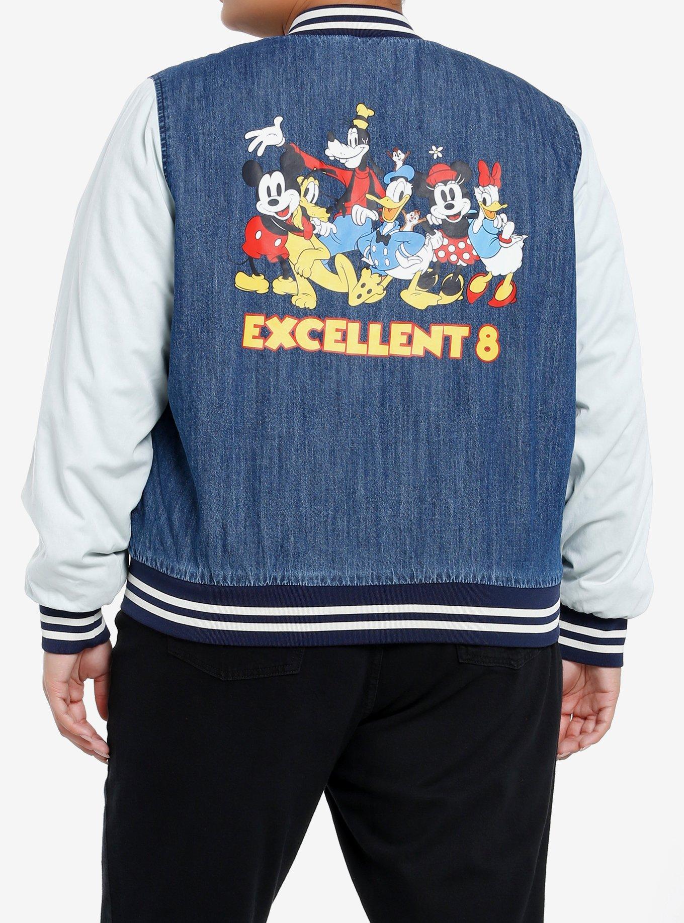 Disney Mickey Mouse And Friends Denim Varsity Jacket Plus Size, MEDIUM BLUE WASH, alternate