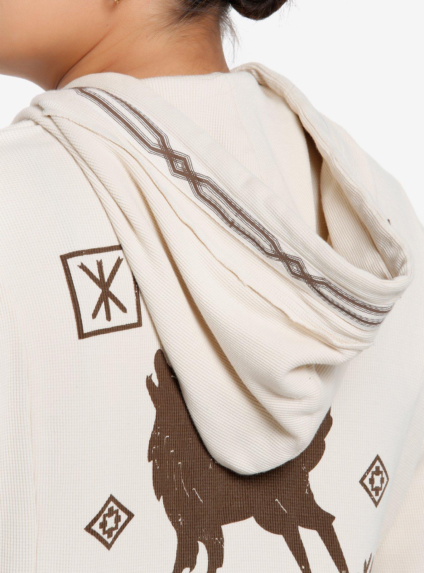 Rebel Moon Kora Shark Bite Thermal Hoodie Plus Size, BEIGE, alternate