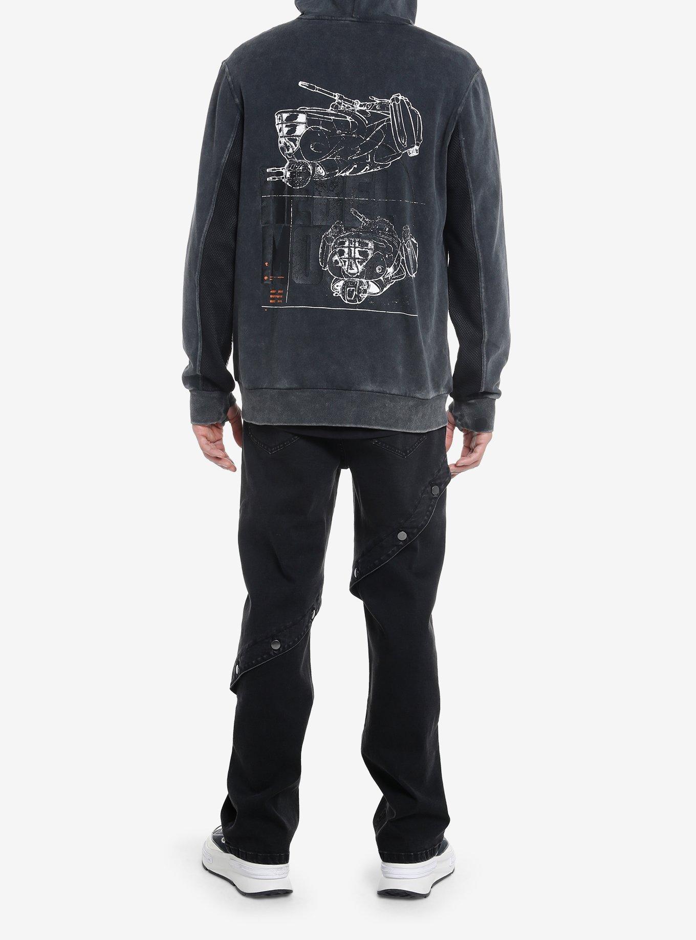 Rebel Moon Ship Mesh Panels Hoodie, CHARCOAL, alternate