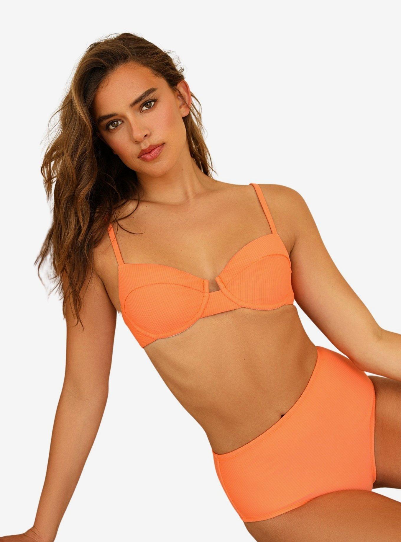 Dippin' Daisy's Balboa Swim Bottom Ginger Orange Ribbed, , hi-res