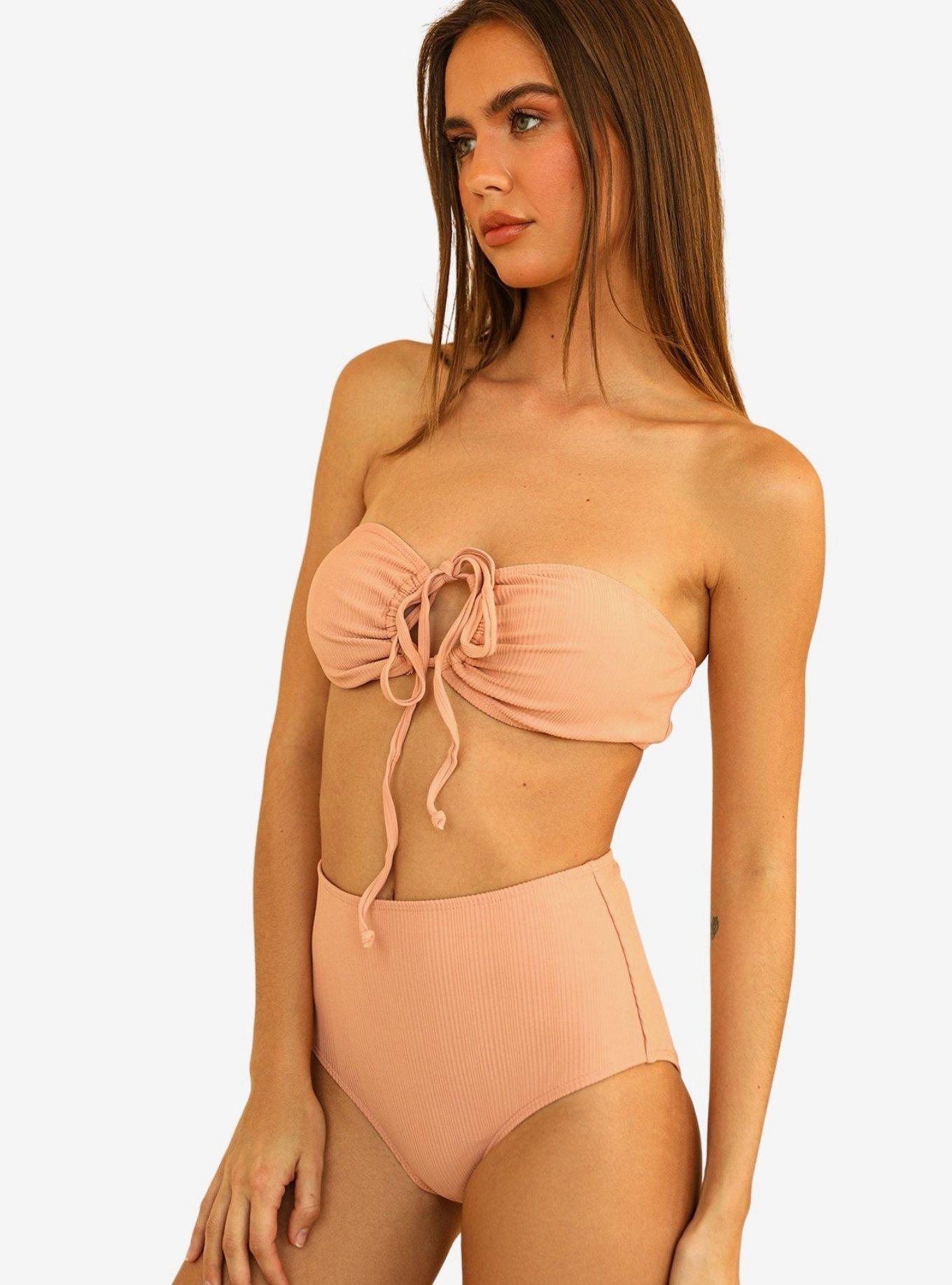 Dippin' Daisy's Amalfi Swim Top Peach Ribbed, , hi-res