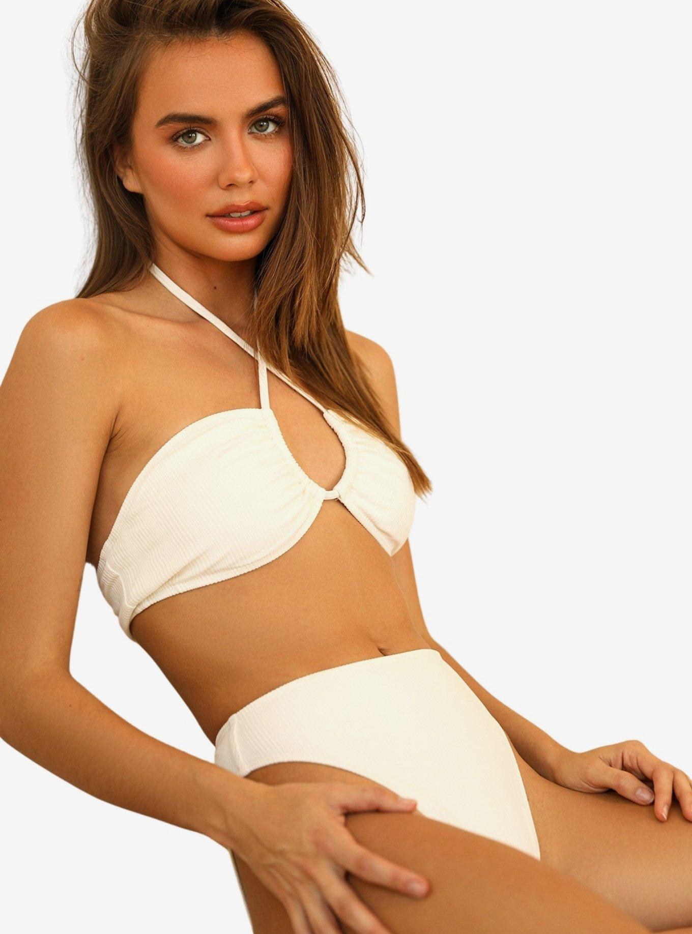 Dippin' Daisy's Amalfi Swim Top Cloud White Ribbed, , hi-res