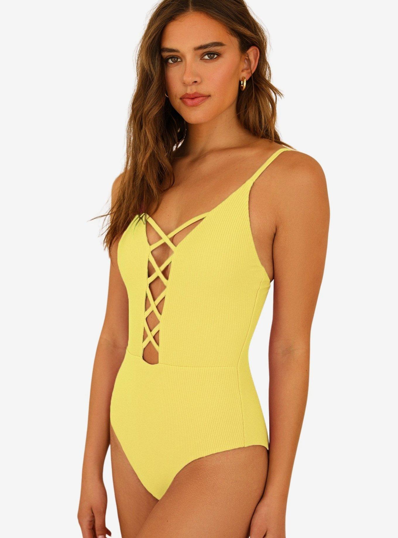 Dippin' Daisy's Bliss Swim One Piece Lemon Yellow Ribbed