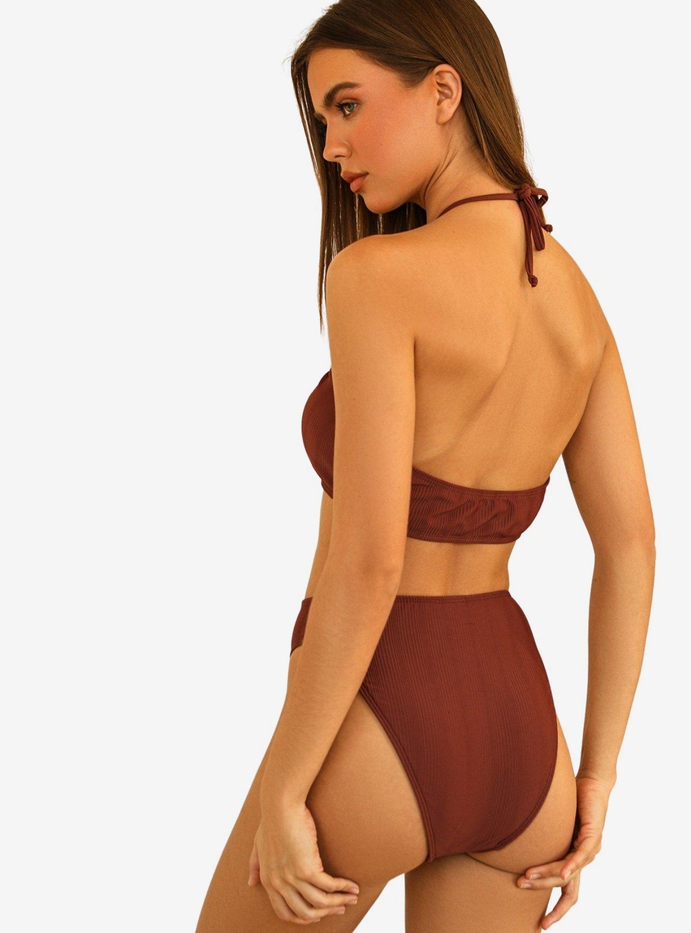 Dippin' Daisy's Amalfi Swim Top Clay Maroon Ribbed, MAROON, alternate