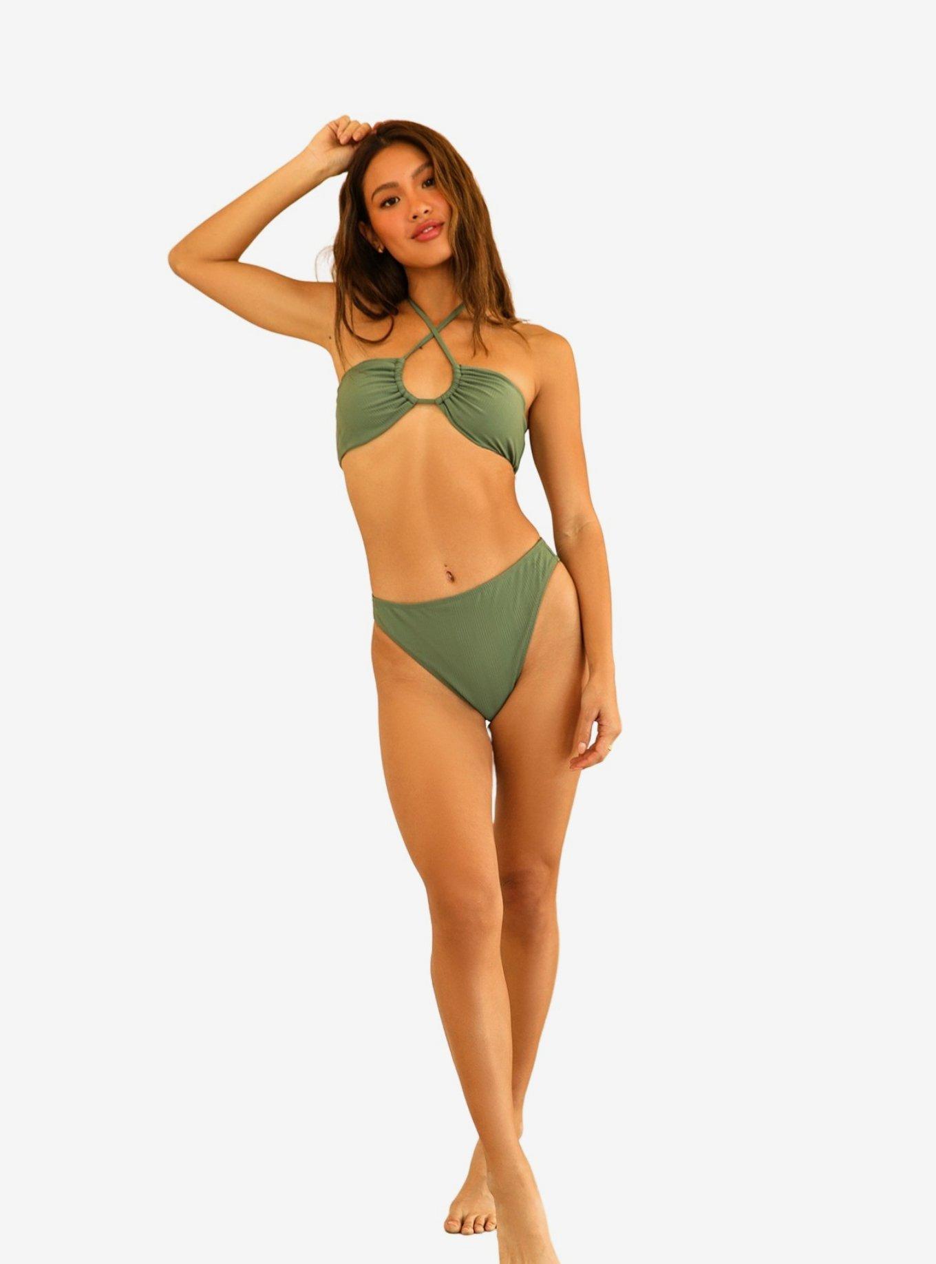 Dippin' Daisy's Amalfi Swim Top Avocado Green Ribbed, , hi-res