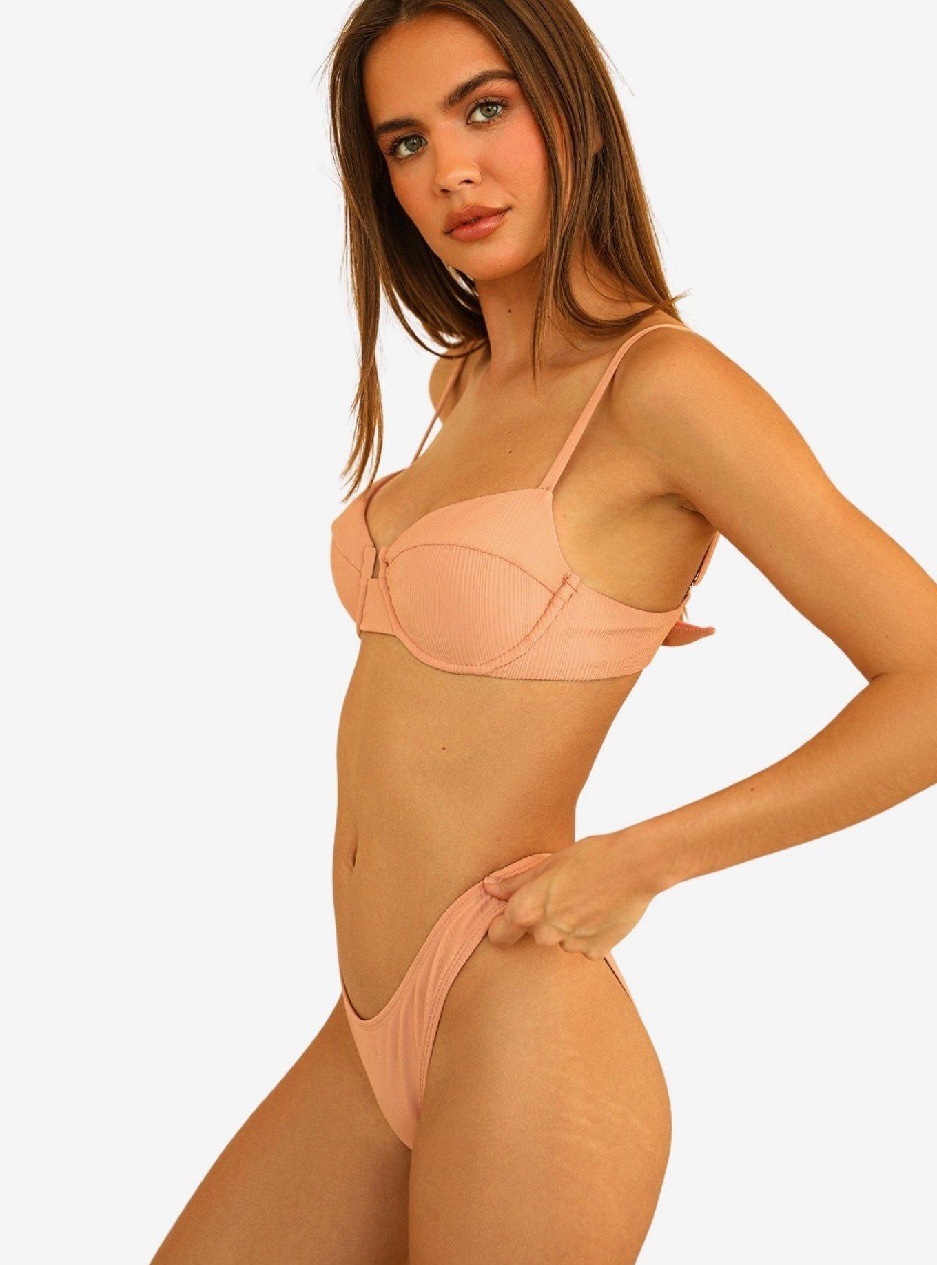 Dippin' Daisy's Gigi Swim Top Peach Ribbed, , hi-res