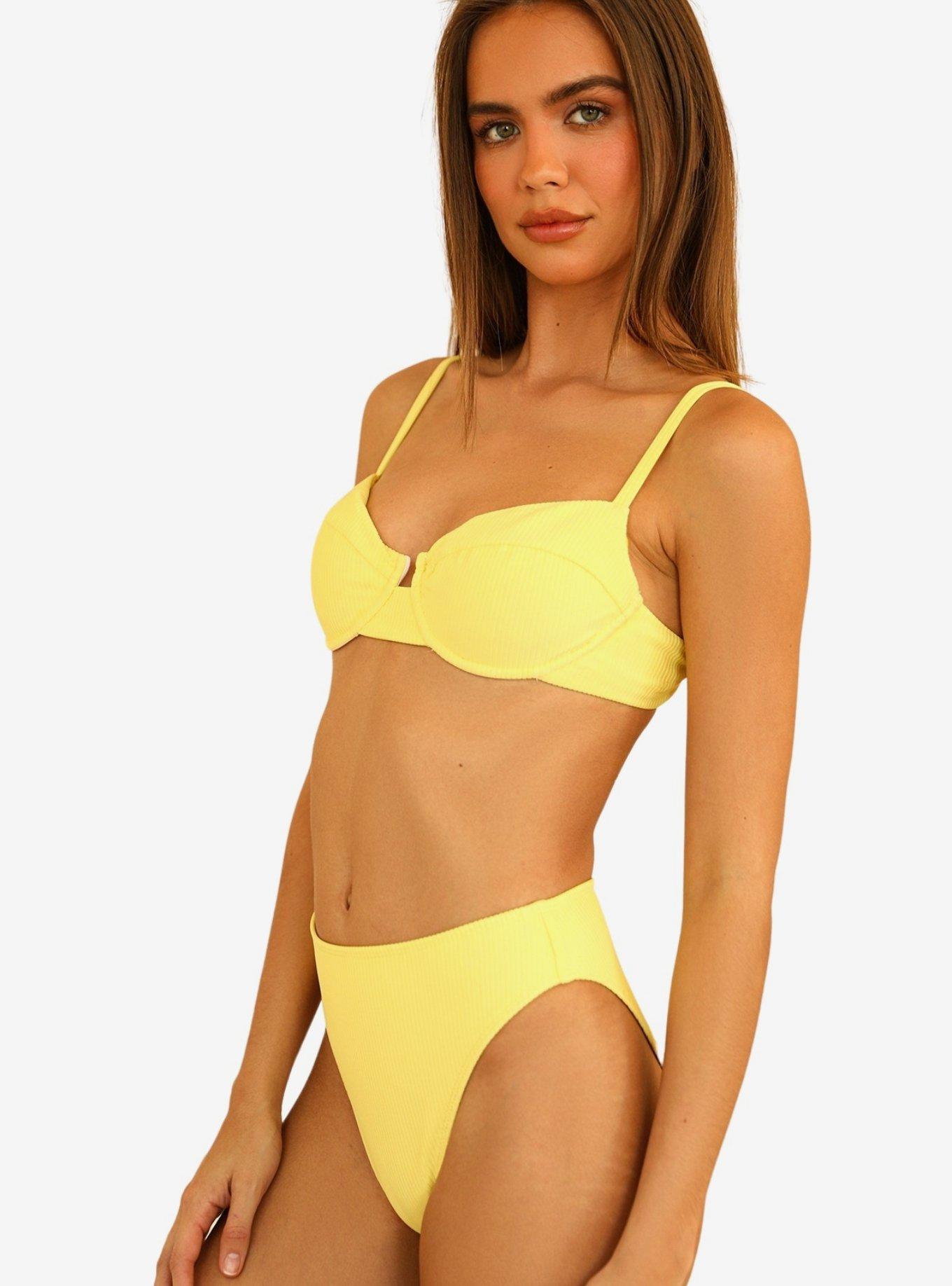 Dippin' Daisy's Gigi Swim Top Limelight Yellow Ribbed