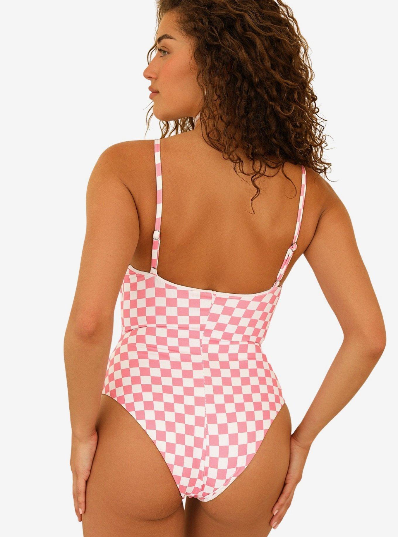 Dippin' Daisy's Bliss Swim One Piece Checked Out Pink, CHECKERED, alternate