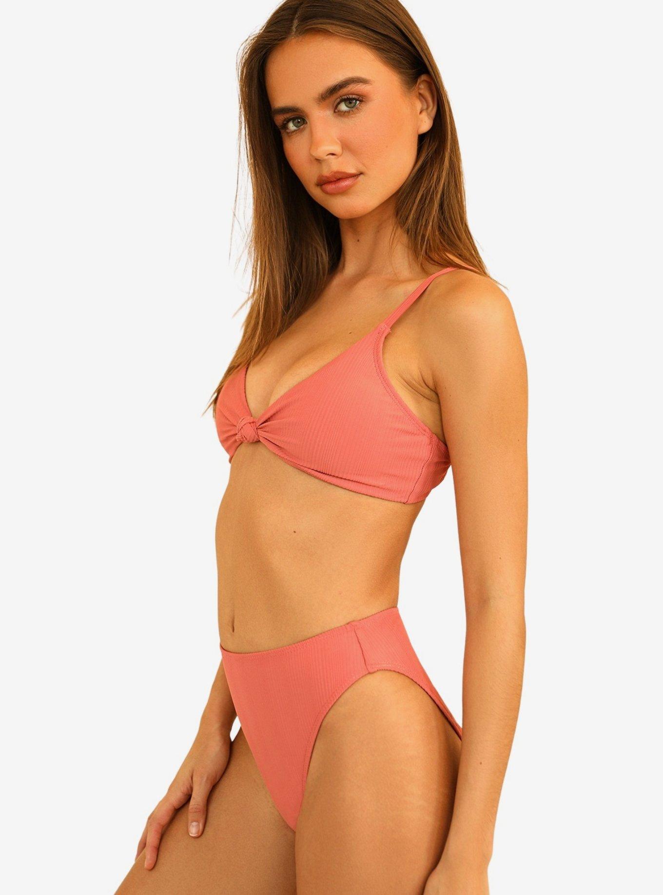 Dippin' Daisy's Zen Swim Top Hawaiian Sun Pink Ribbed, , hi-res
