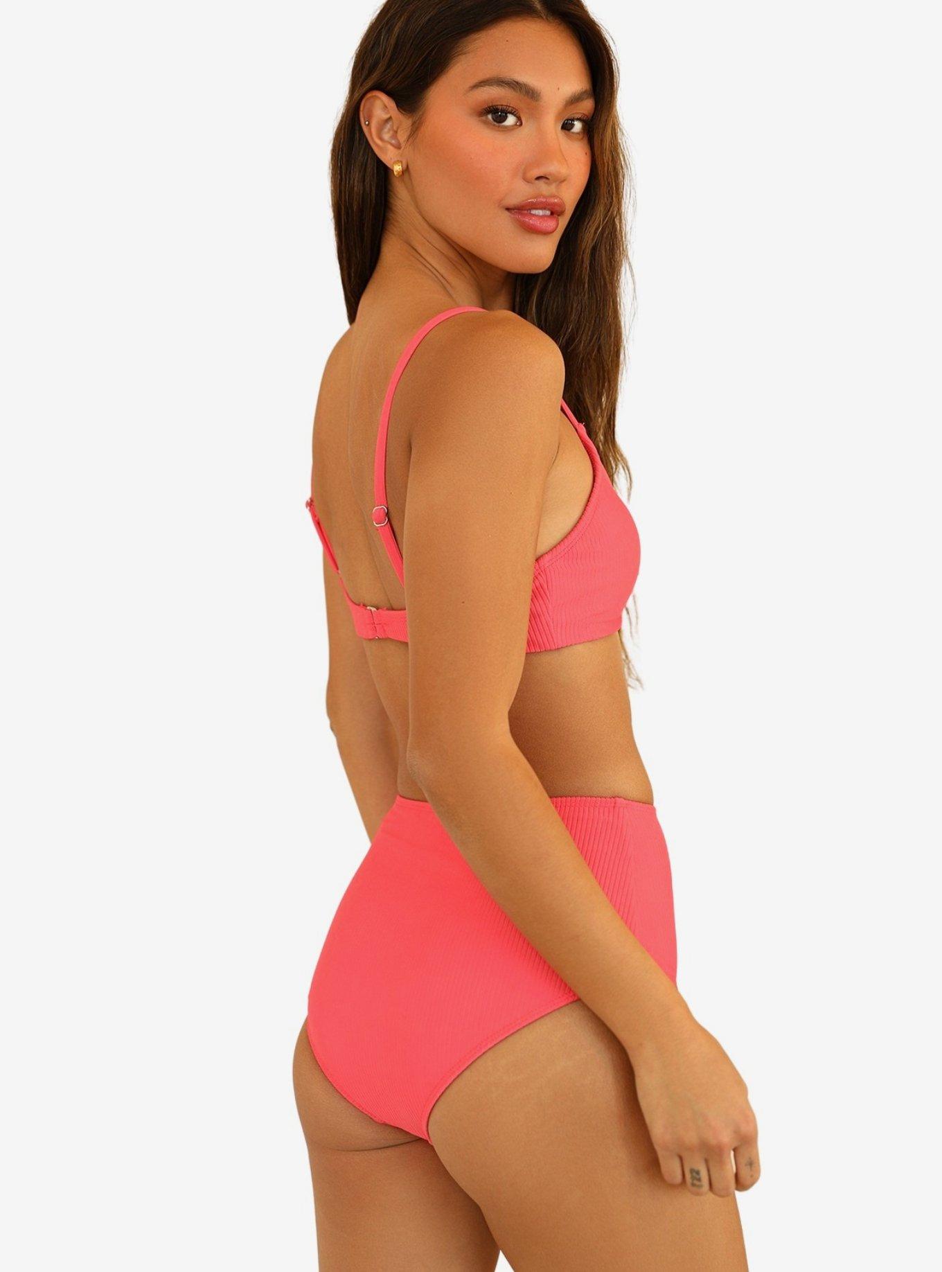 Dippin' Daisy's Zen Swim Top Calypso Coral Pink Ribbed, CORAL PINK-CORAL, alternate
