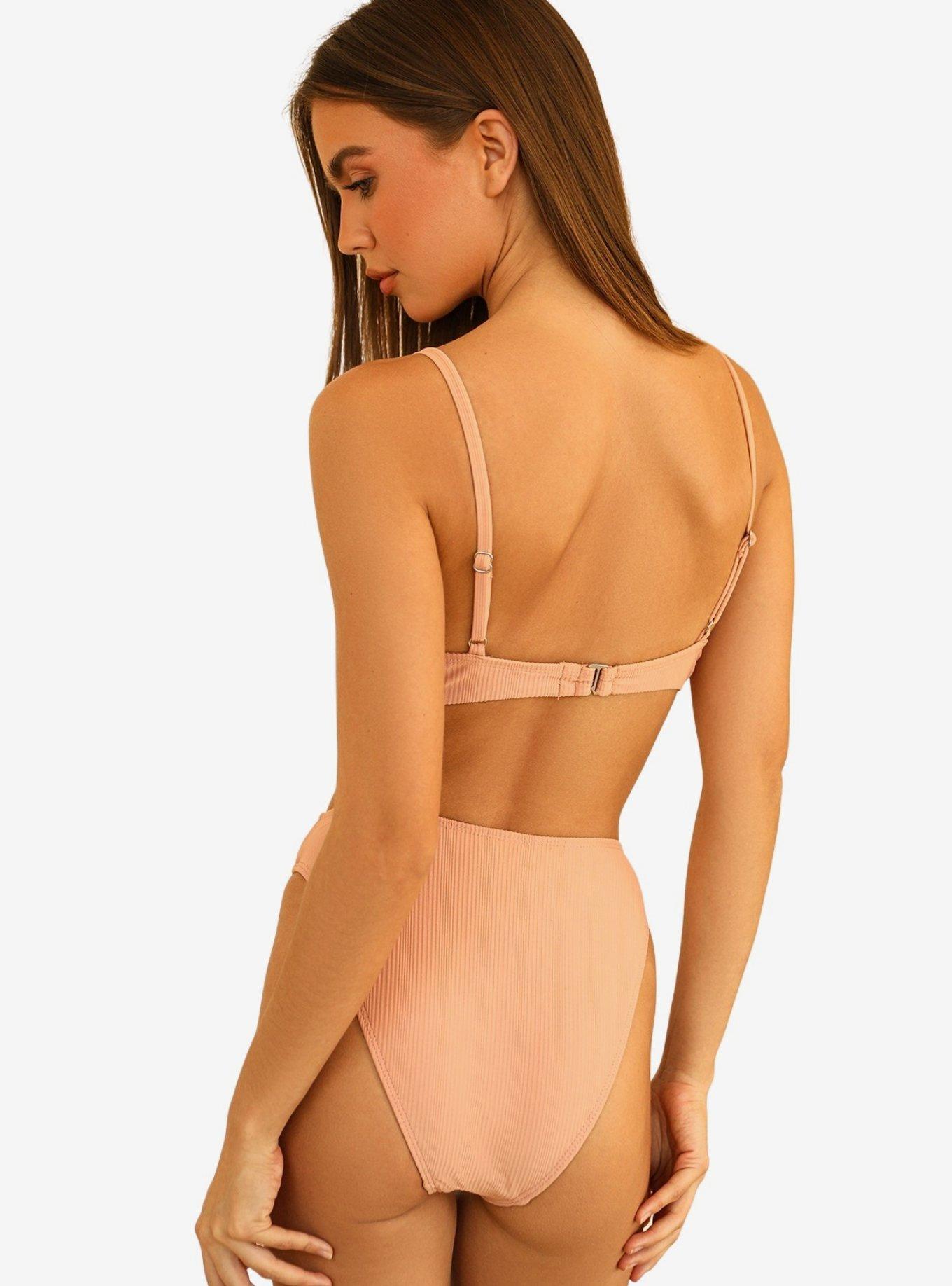 Dippin' Daisy's Seashore Swim Bottom Peach Ribbed, DUSTY PEACH, alternate