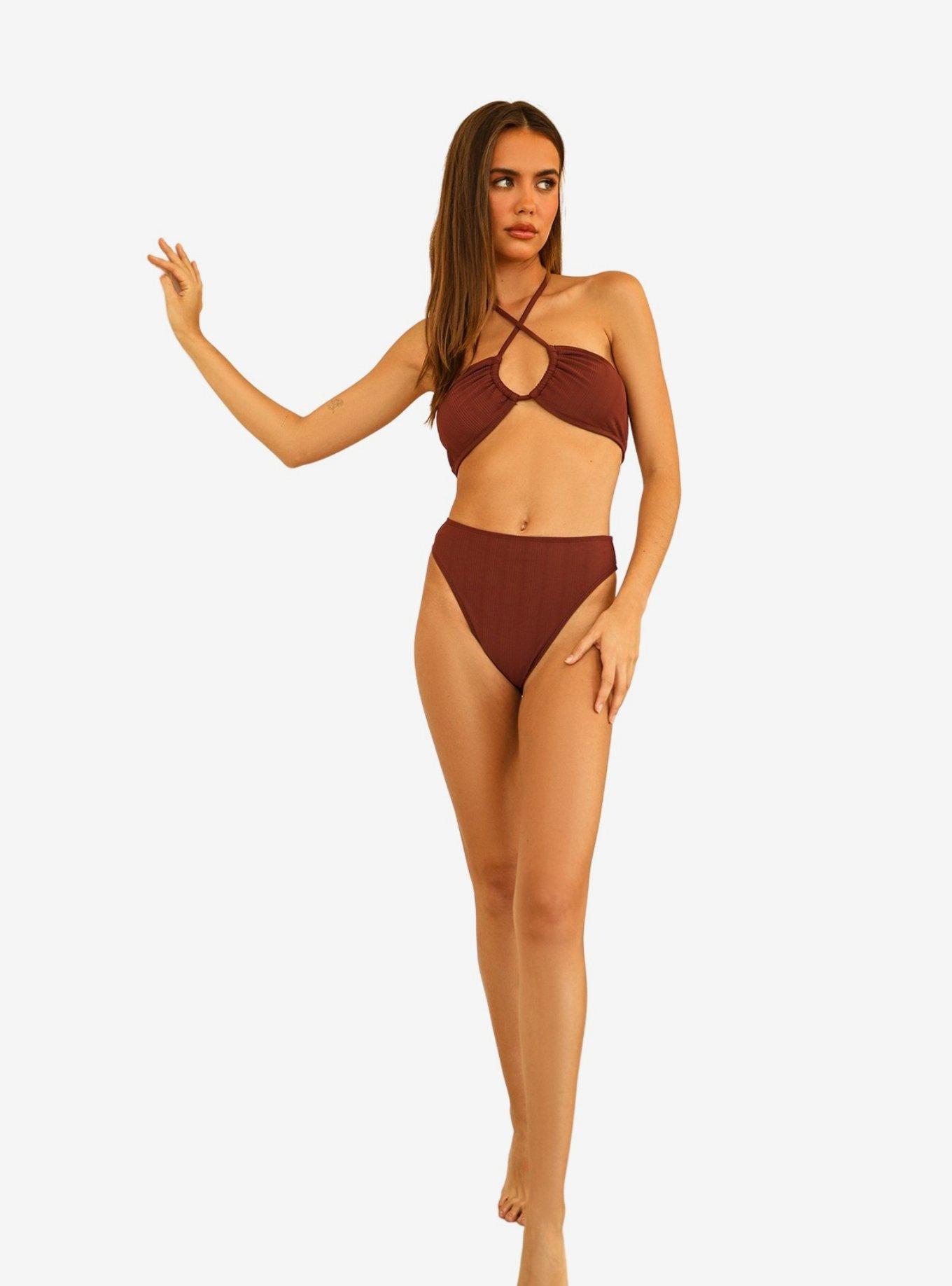 Dippin' Daisy's Seashore Swim Bottom Clay Maroon Ribbed, , hi-res
