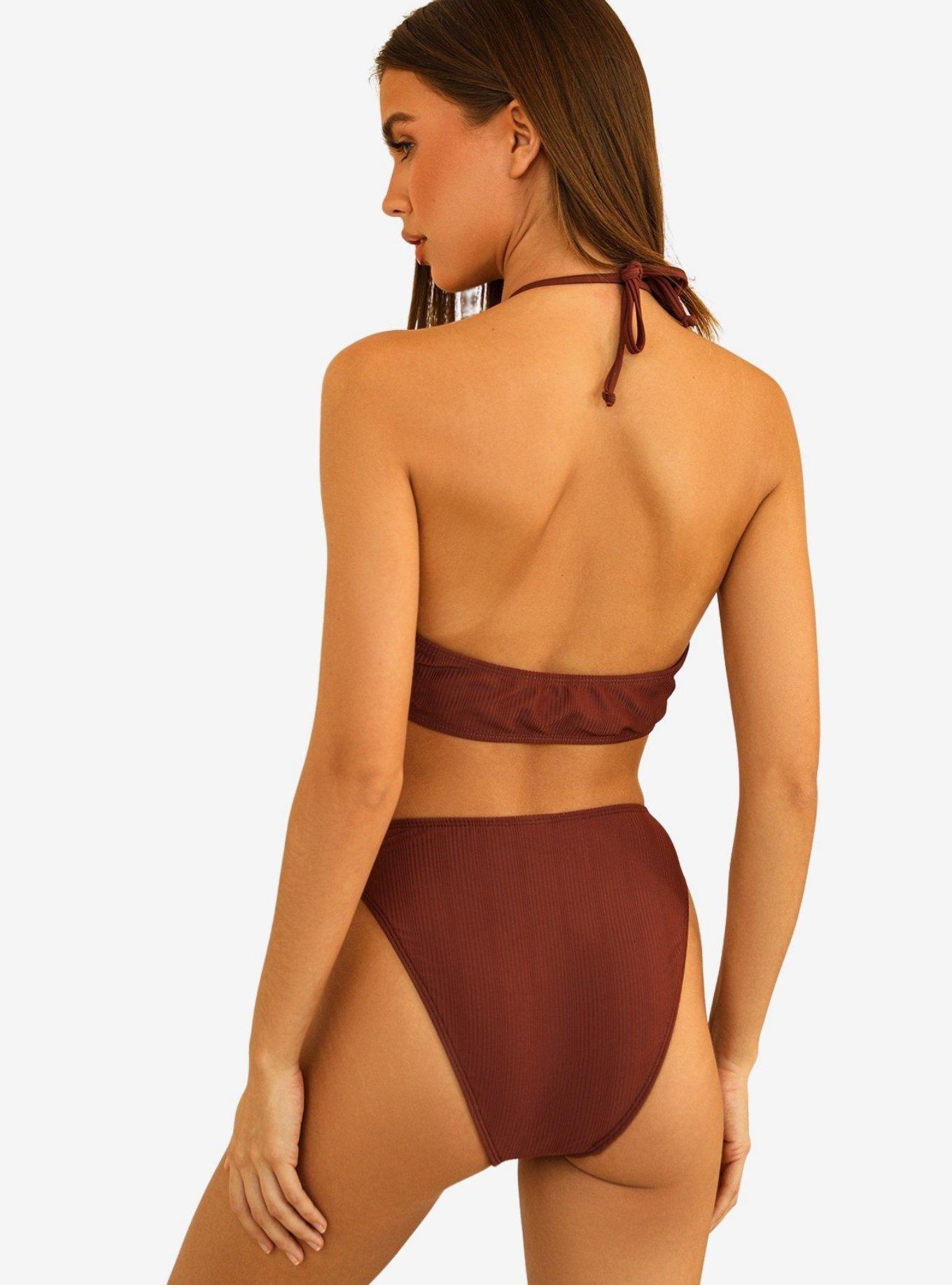 Dippin' Daisy's Seashore Swim Bottom Clay Maroon Ribbed, MAROON, alternate