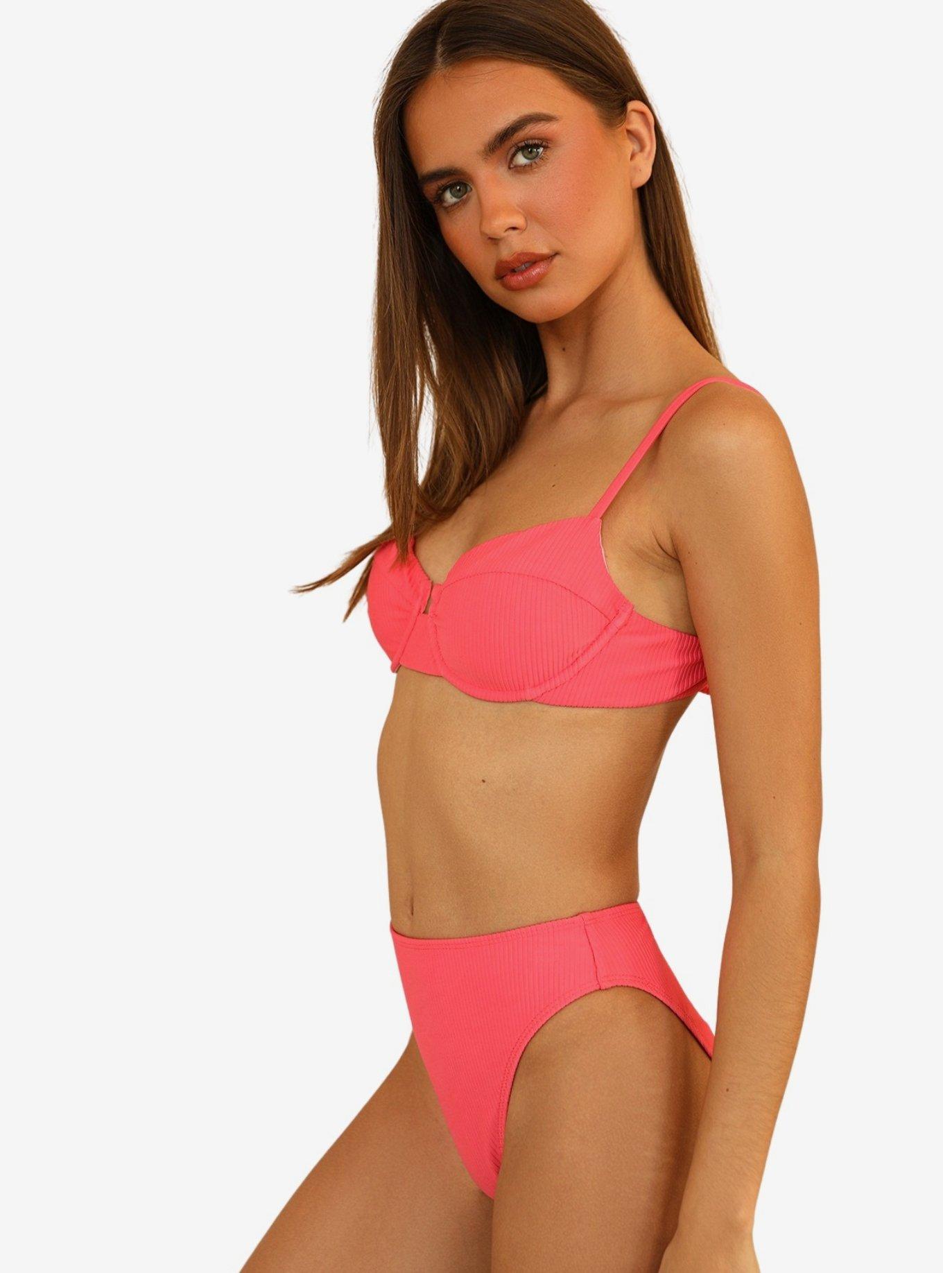 Dippin' Daisy's Seashore Swim Bottom Calypso Coral Pink Ribbed, CORAL PINK-CORAL, alternate