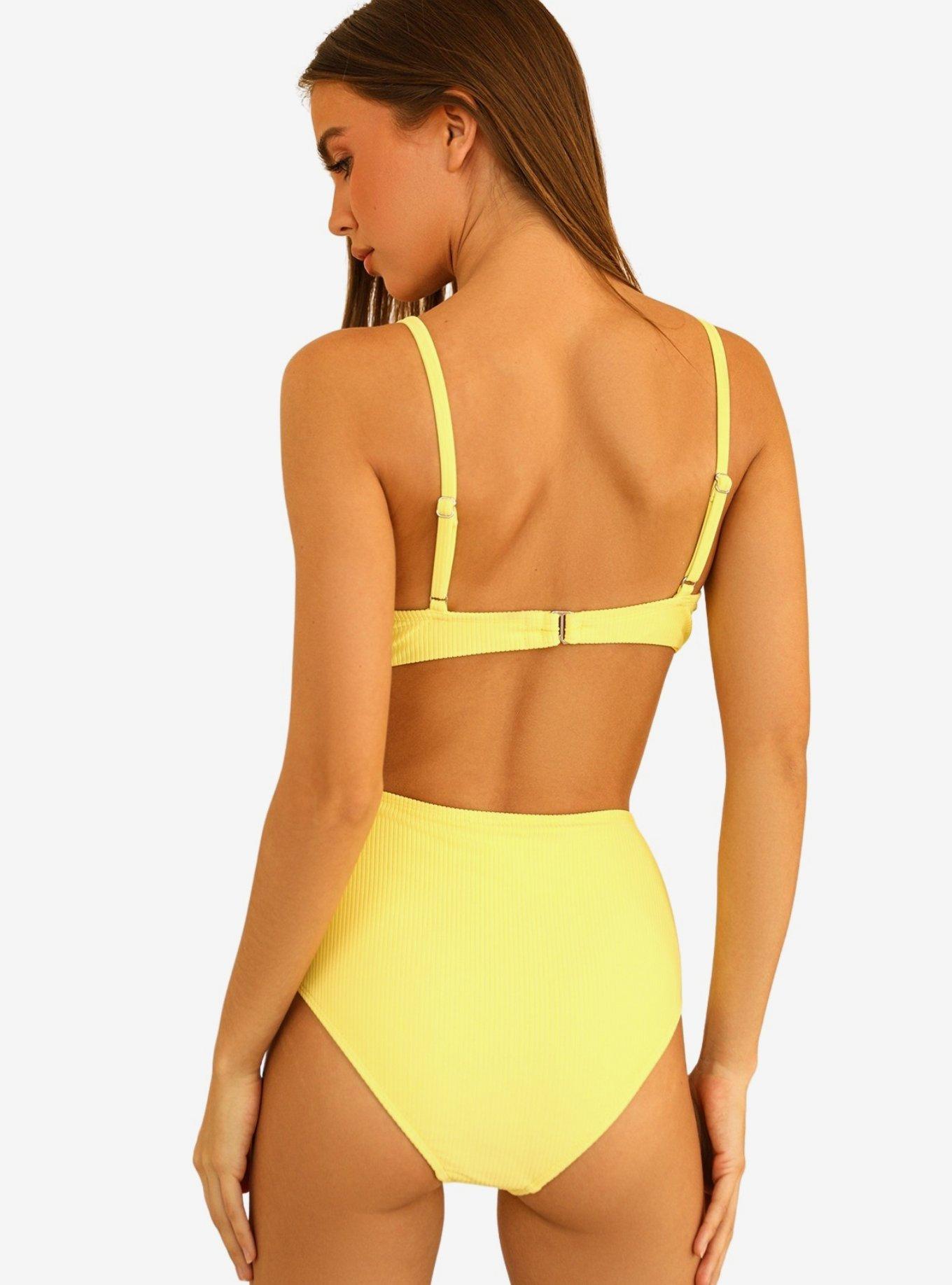 Dippin' Daisy's Balboa Swim Bottom Limelight Yellow Ribbed, LIMELIGHT, alternate