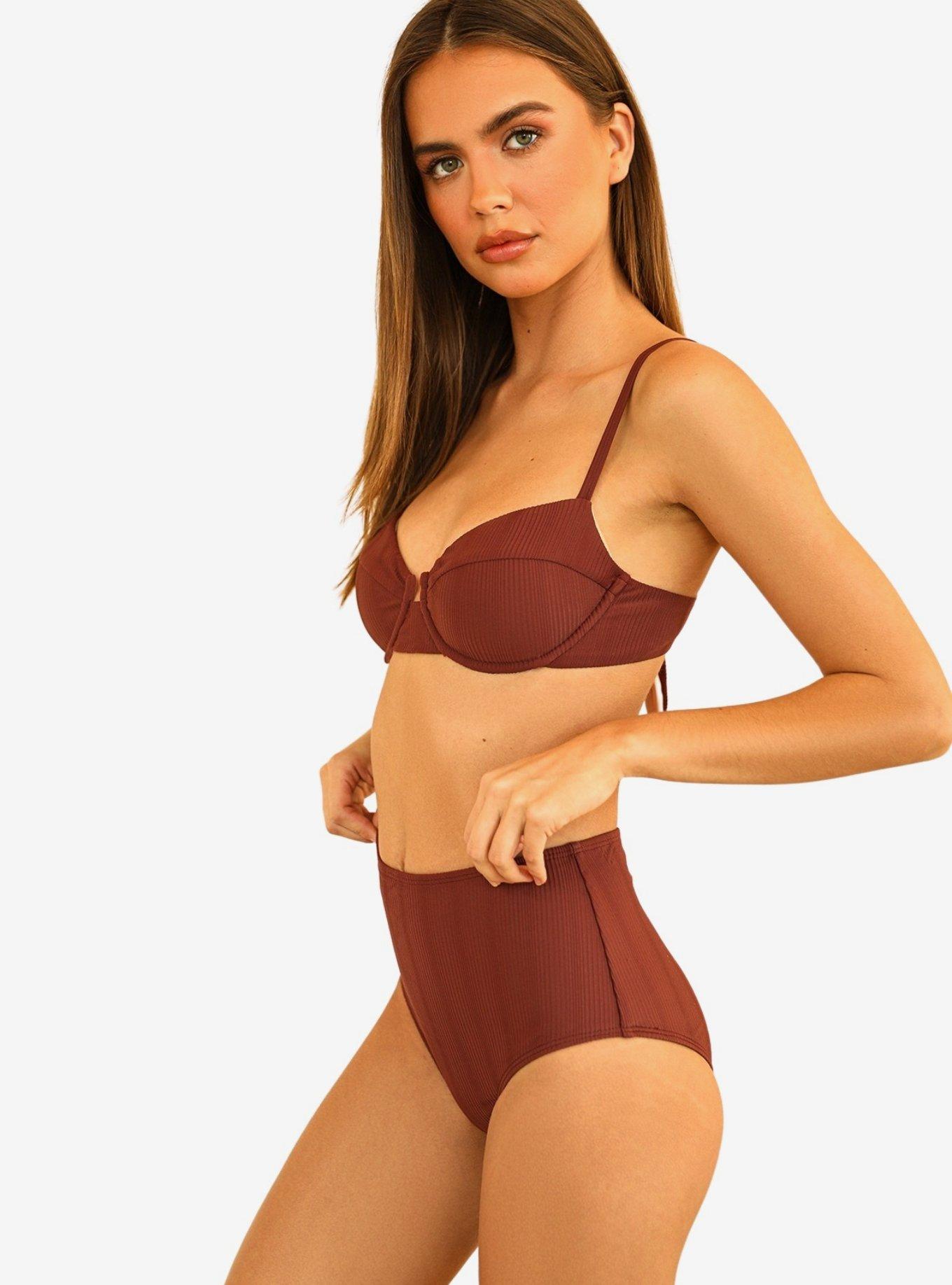 Dippin' Daisy's Balboa Swim Bottom Clay Maroon Ribbed, MAROON, alternate