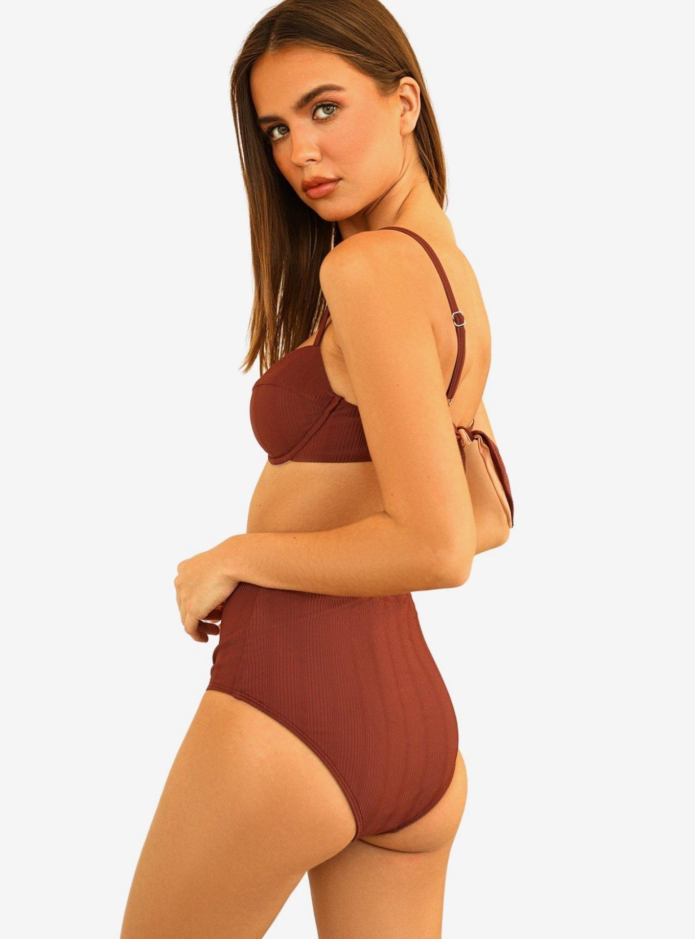 Dippin' Daisy's Balboa Swim Bottom Clay Maroon Ribbed, MAROON, alternate