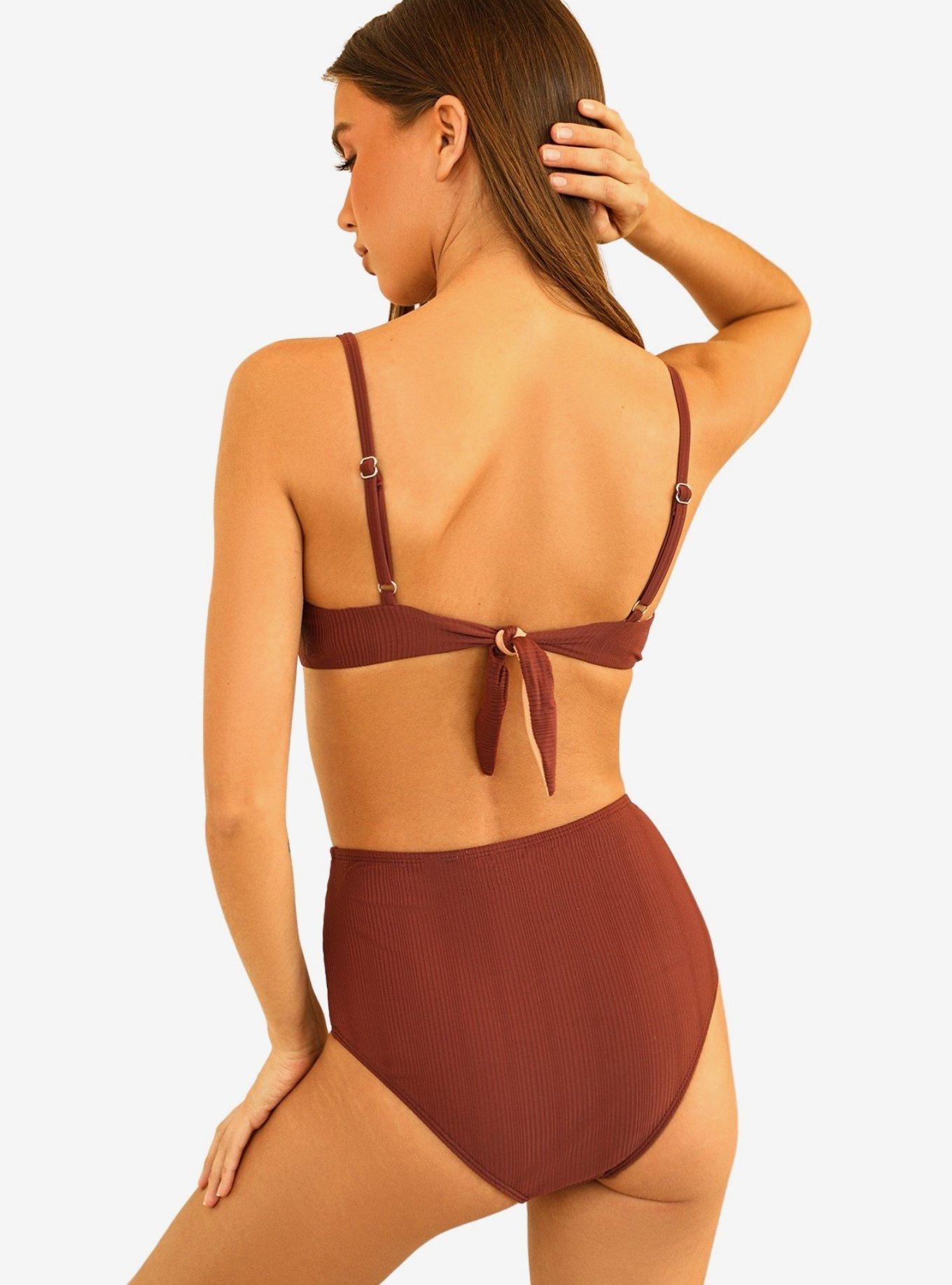 Dippin' Daisy's Balboa Swim Bottom Clay Maroon Ribbed, MAROON, alternate