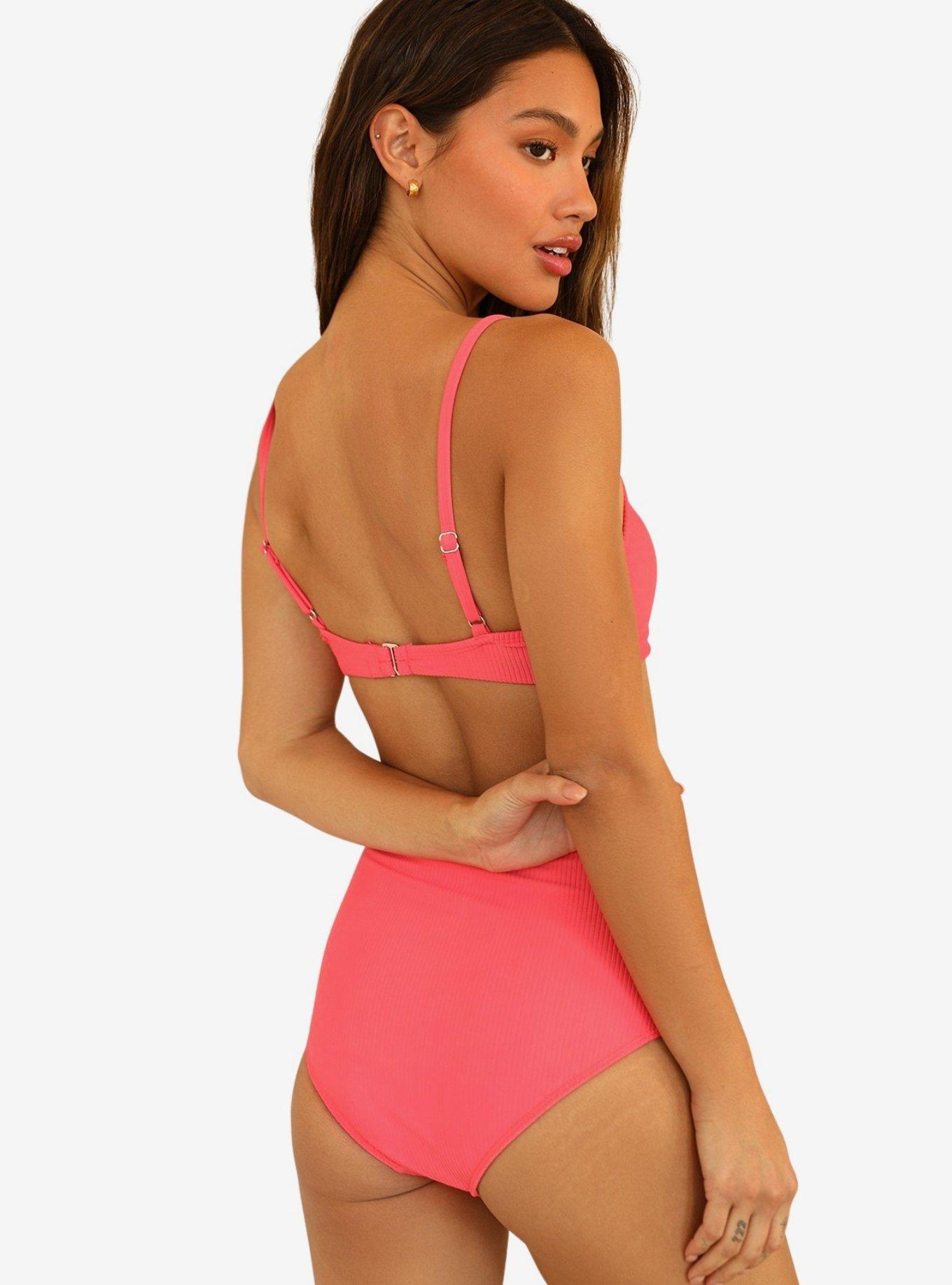 Dippin' Daisy's Balboa Swim Bottom Calypso Coral Pink Ribbed, CORAL PINK-CORAL, alternate