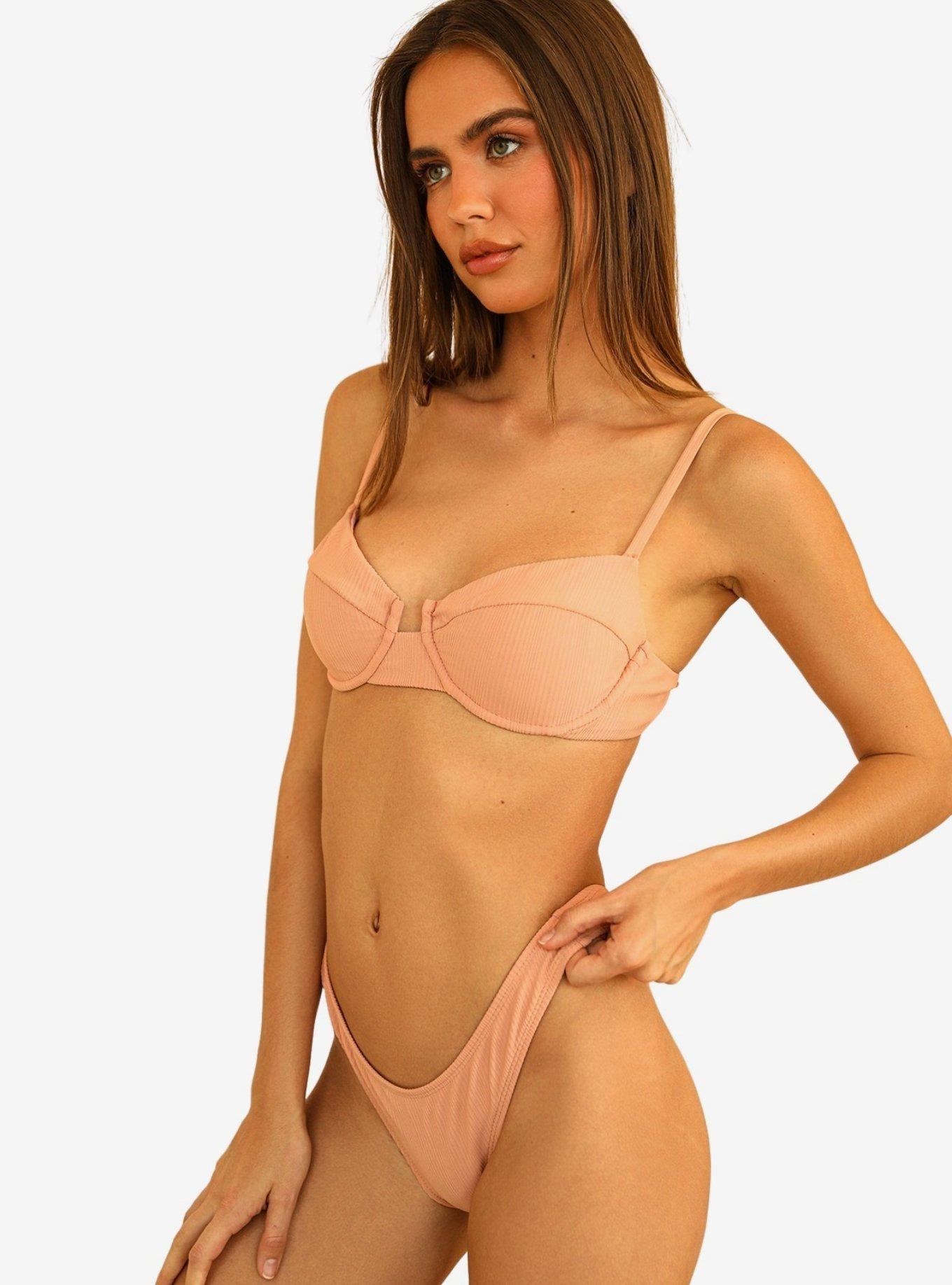 Dippin' Daisy's Nocturnal Swim Bottom Peach Ribbed, PINK, alternate