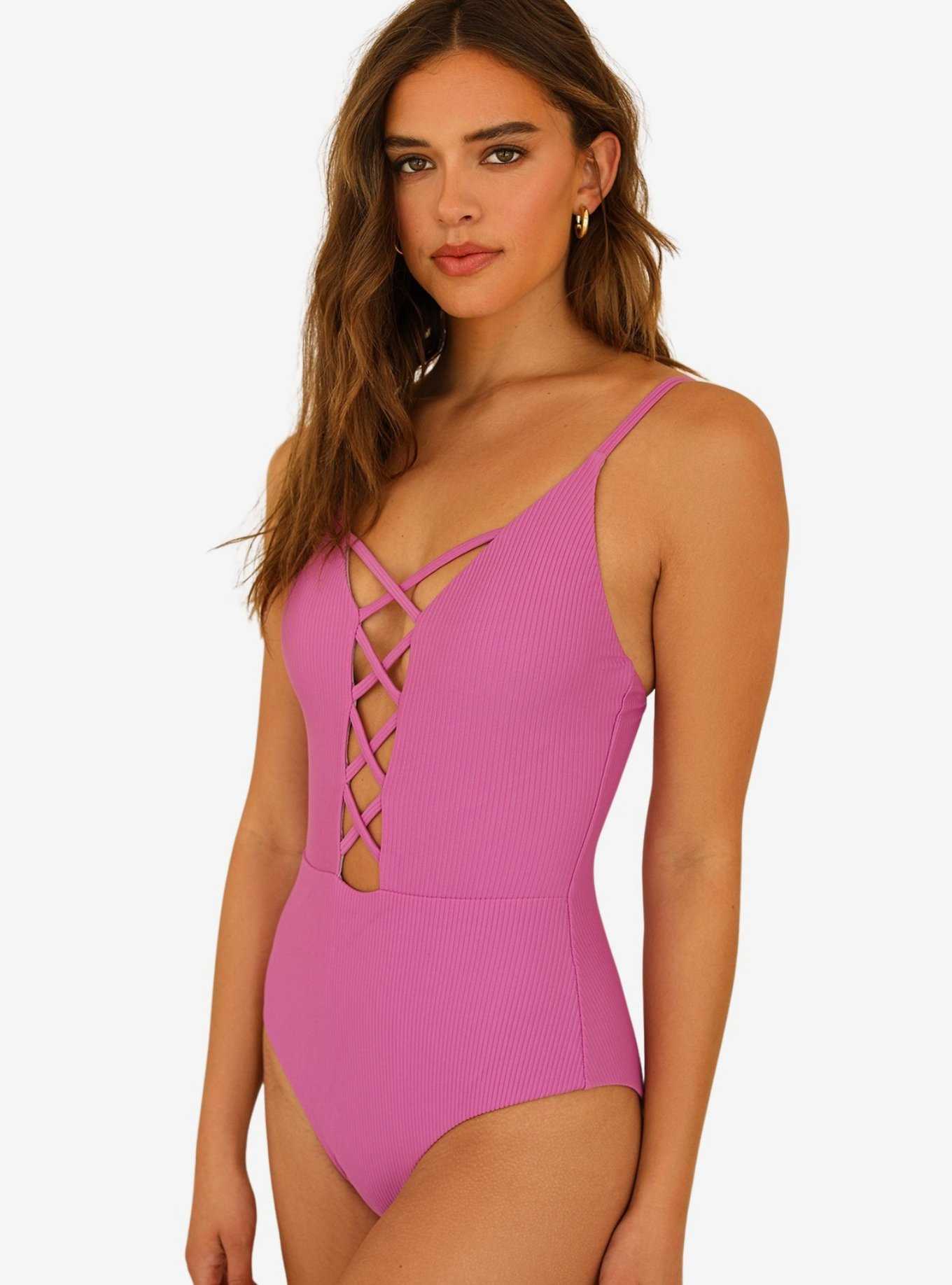 Dippin' Daisy's Bliss Swim One Piece Vivid Violet Ribbed, , hi-res
