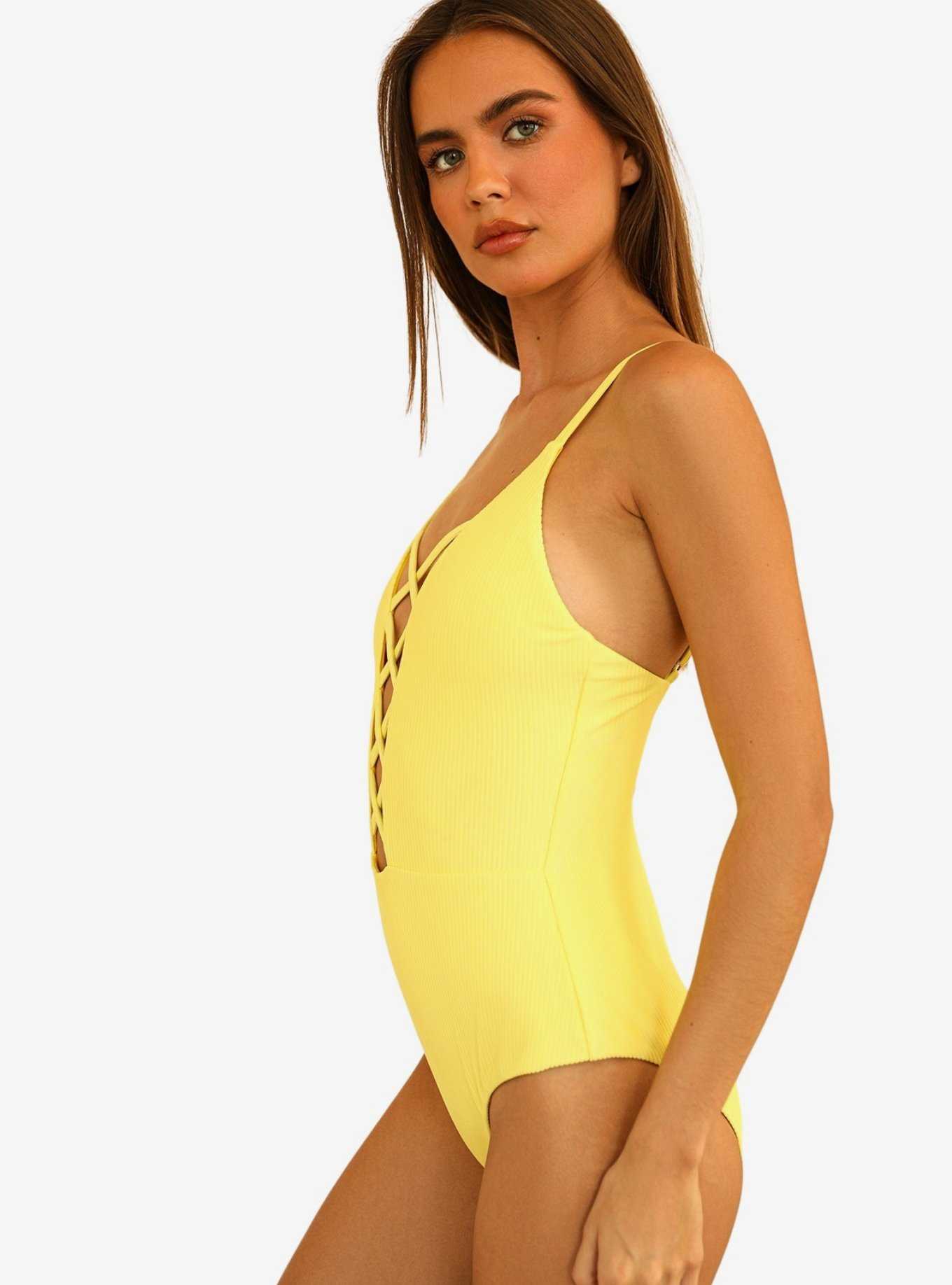Dippin' Daisy's Bliss Swim One Piece Limelight Yellow Ribbed, , hi-res