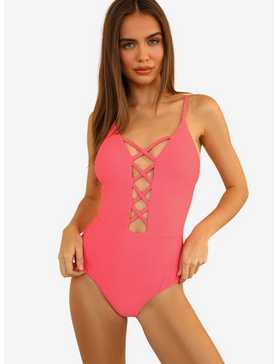 Dippin' Daisy's Bliss Swim One Piece Calypso Coral Pink Ribbed, , hi-res