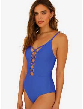 Dippin' Daisy's Bliss Swim One Piece Periwinkle Blue Ribbed, , hi-res