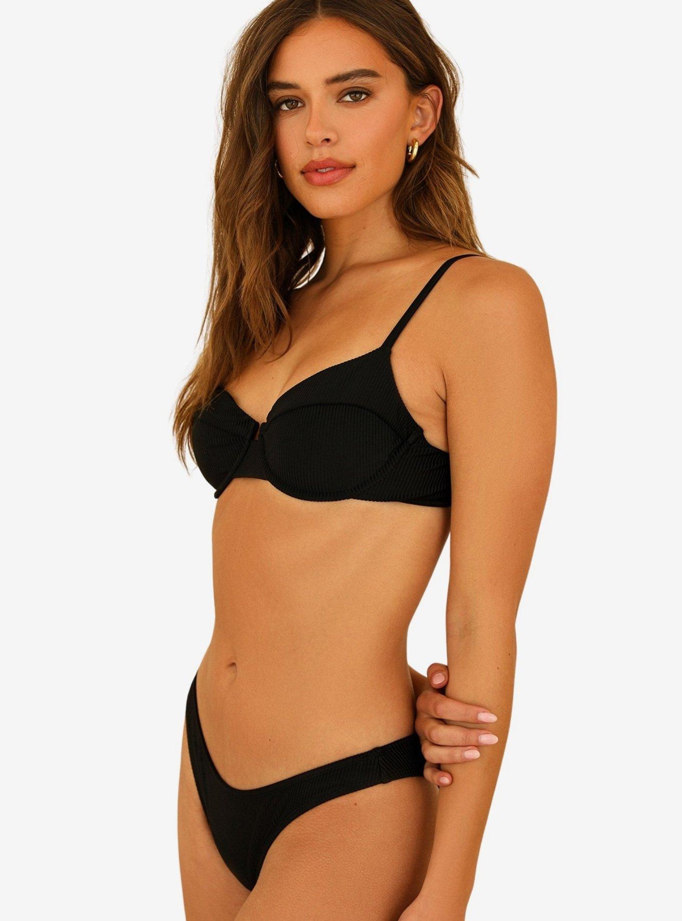 Dippin' Daisy's Gigi Swim Top Black Ribbed, , hi-res