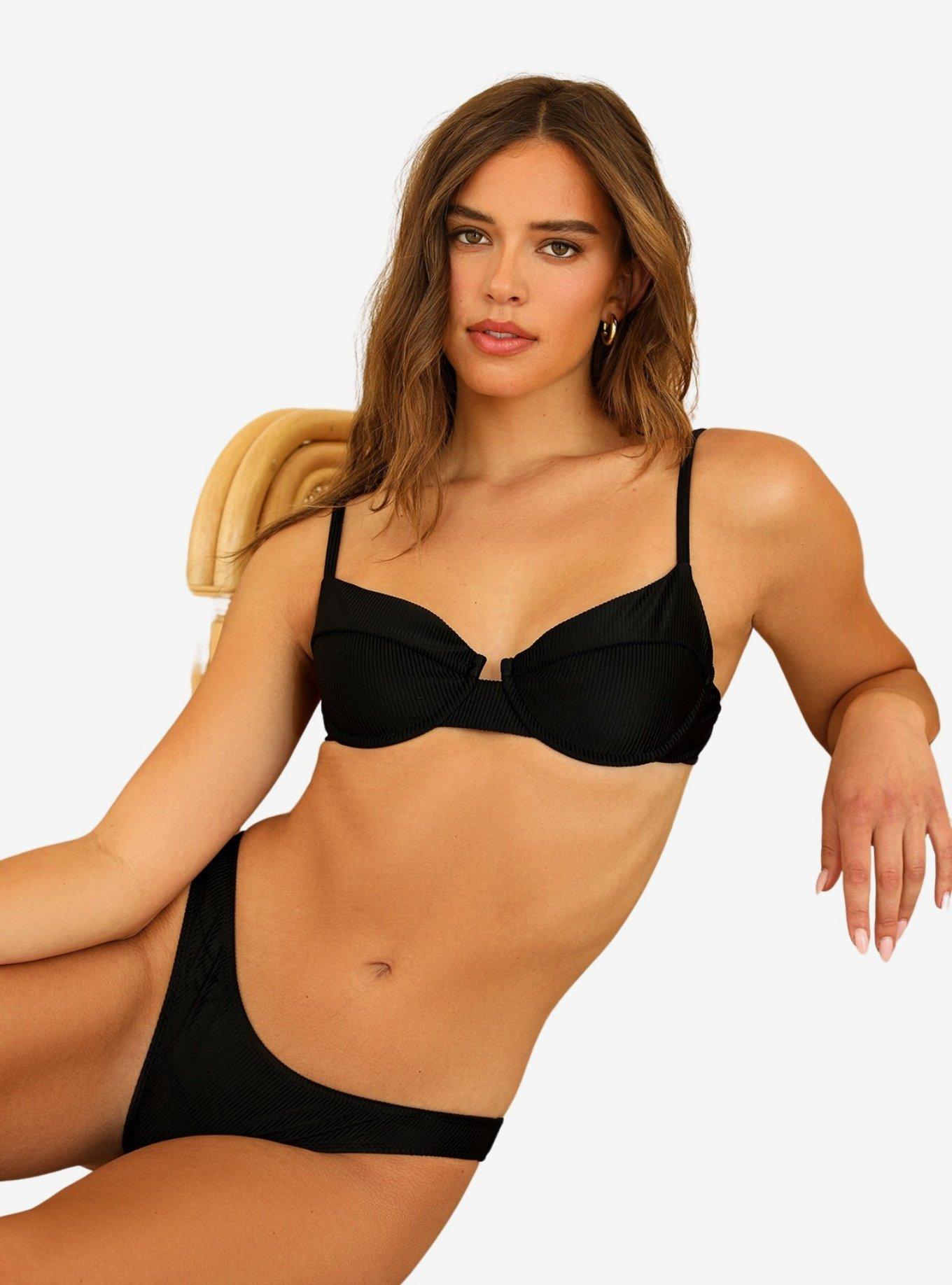 Dippin' Daisy's Gigi Swim Top Black Ribbed, BLACK, alternate