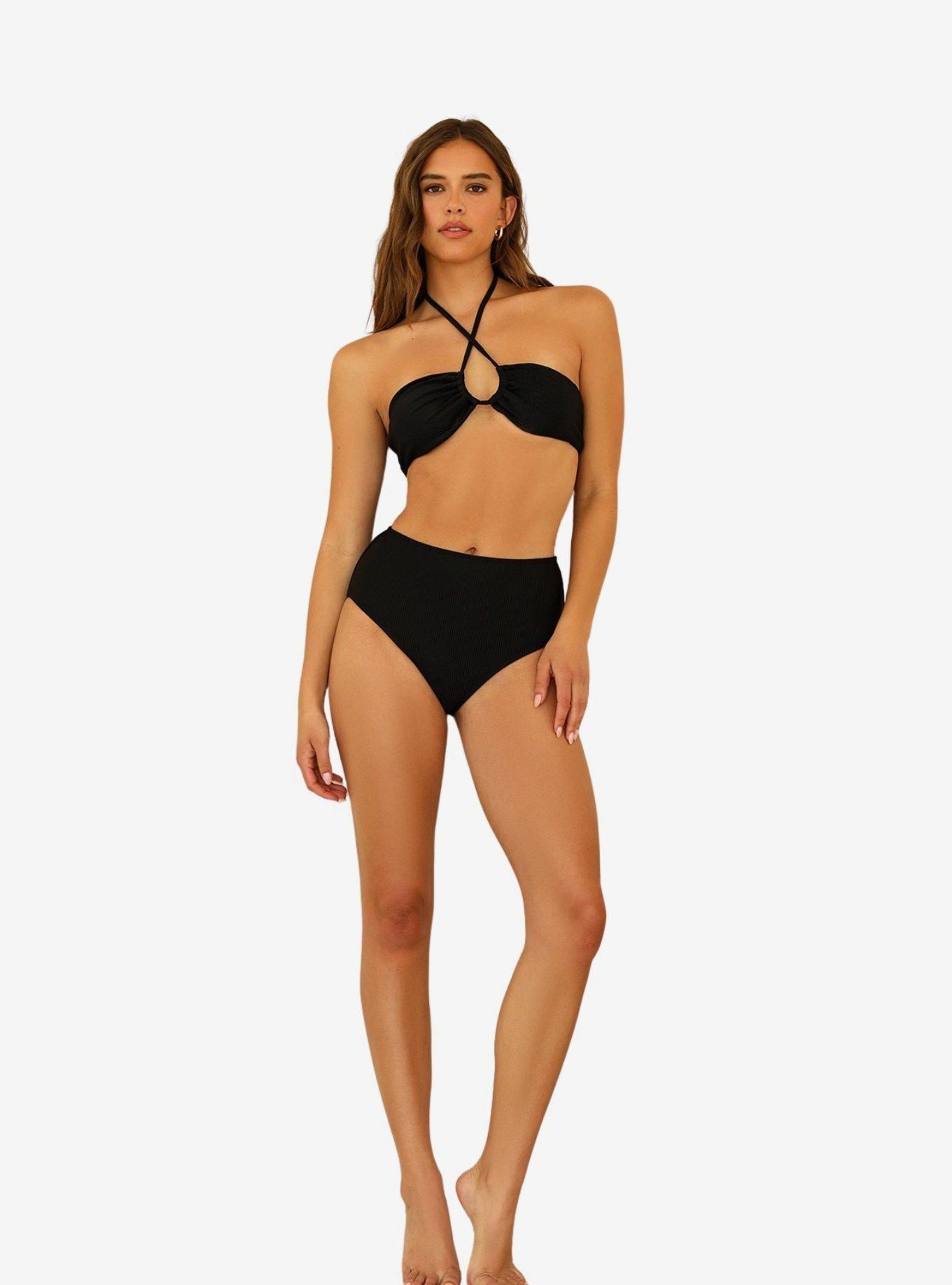 Dippin' Daisy's Amalfi Swim Top Black Ribbed, , hi-res