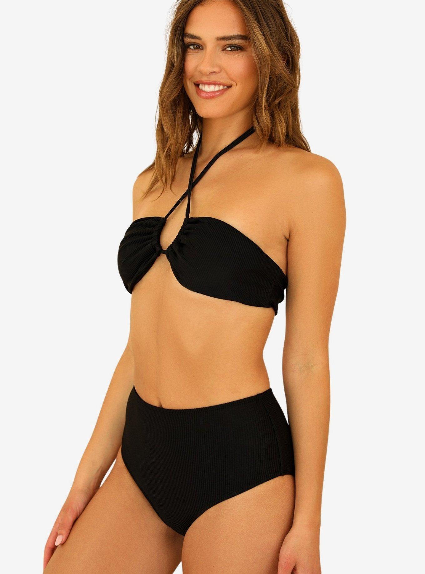 Dippin' Daisy's Amalfi Swim Top Black Ribbed, BLACK, alternate