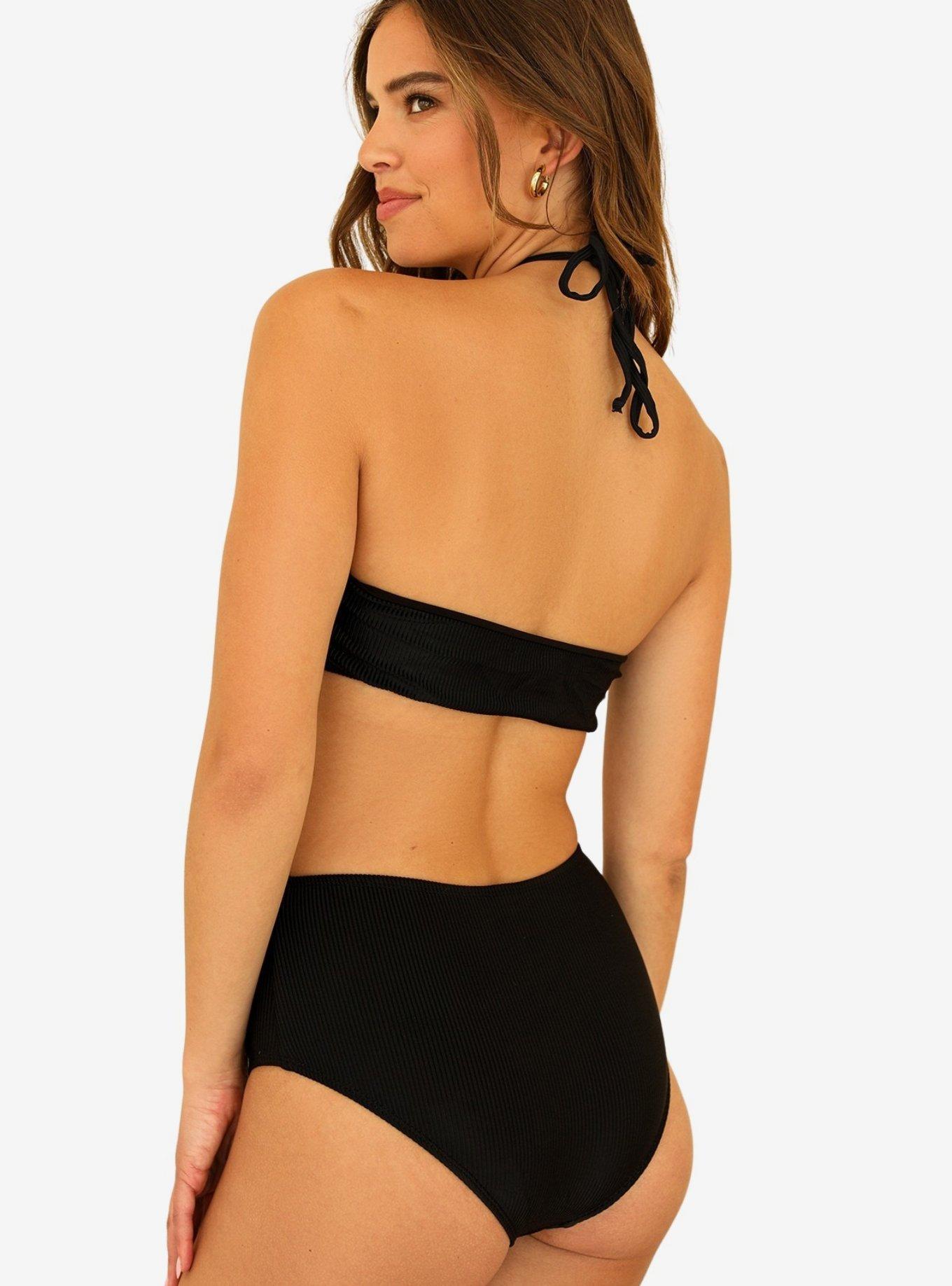 Dippin' Daisy's Amalfi Swim Top Black Ribbed, BLACK, alternate