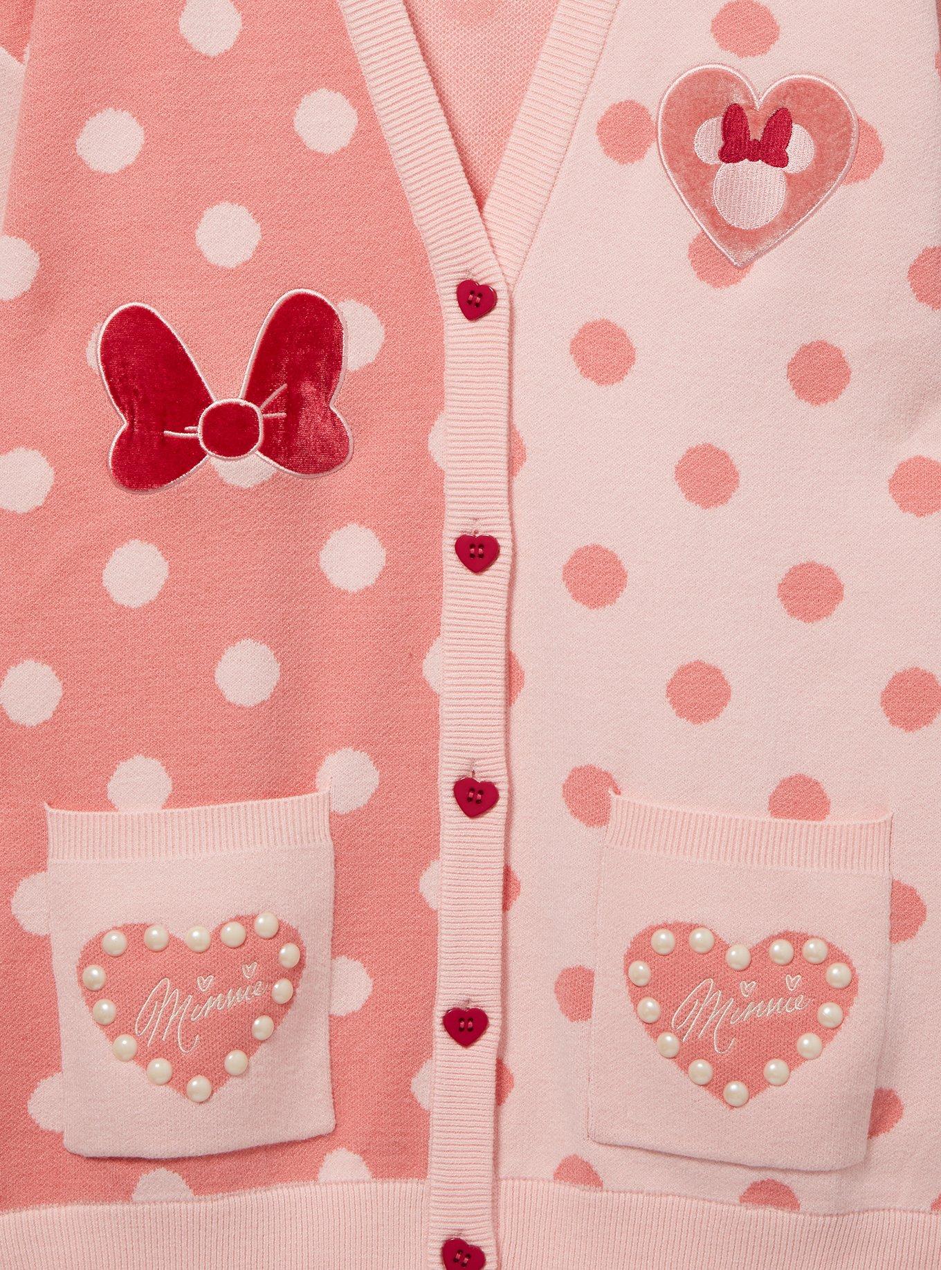 Disney Minnie Mouse Polka Dot Women's Plus Size Cardigan - BoxLunch Exclusive, PINK, alternate