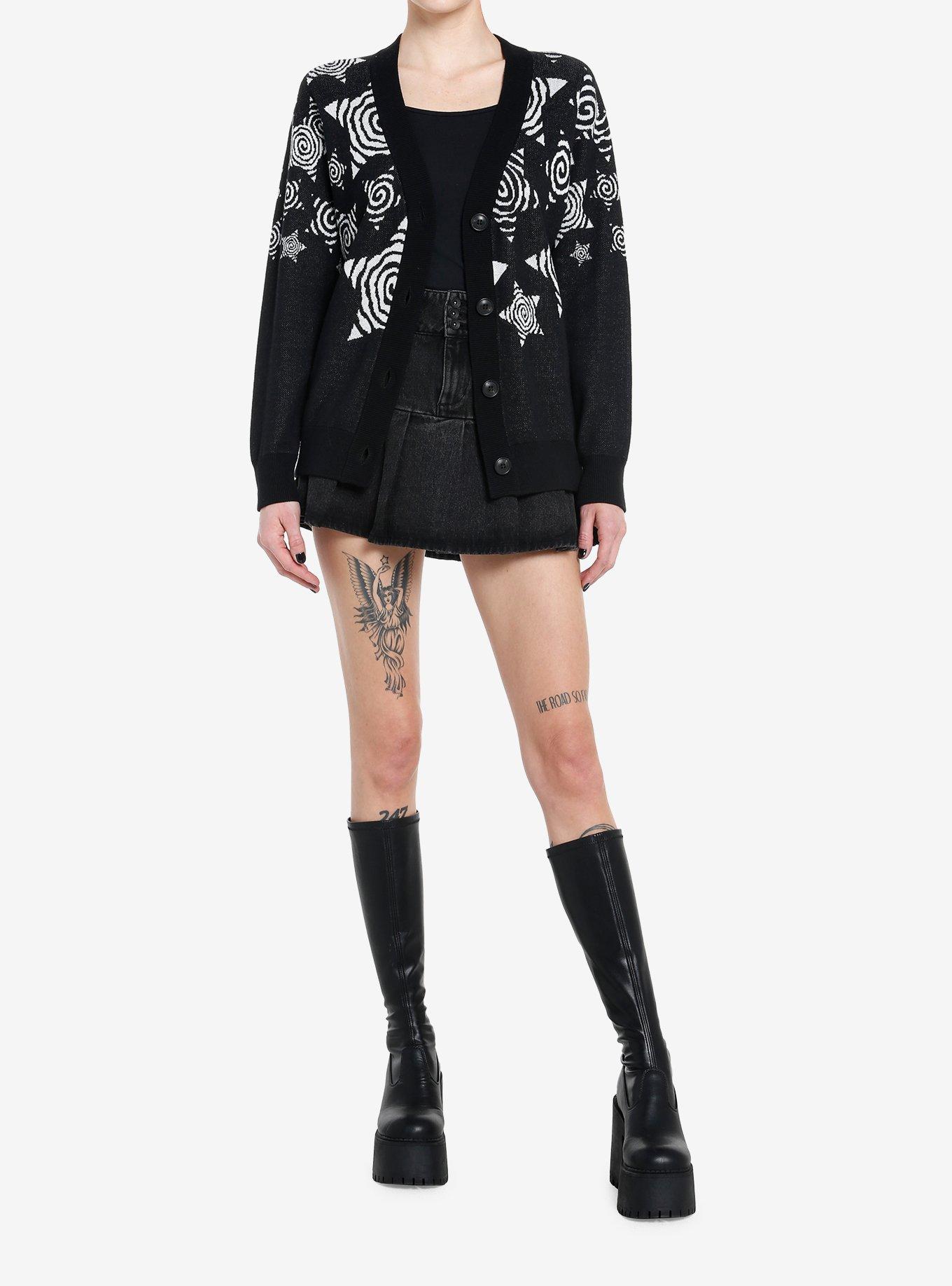 Social Collision Spiral Star Allover Pattern Girls Cardigan, , alternate